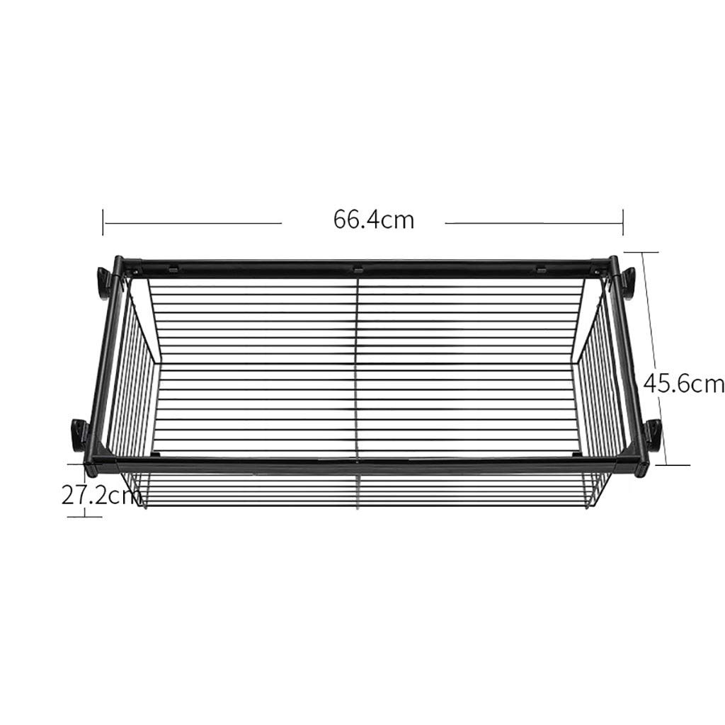 Adjustable Pull Out Storage Drawer Basket - Telescopic Wardrobe Organizer (42-97cm) for Kitchen, Closet & Bedroom - Space Saving Storage Solution (Size: 66.4x45.6x27.2cm) - Perfect for Small Spaces, Under Sink & Cabinet Organization