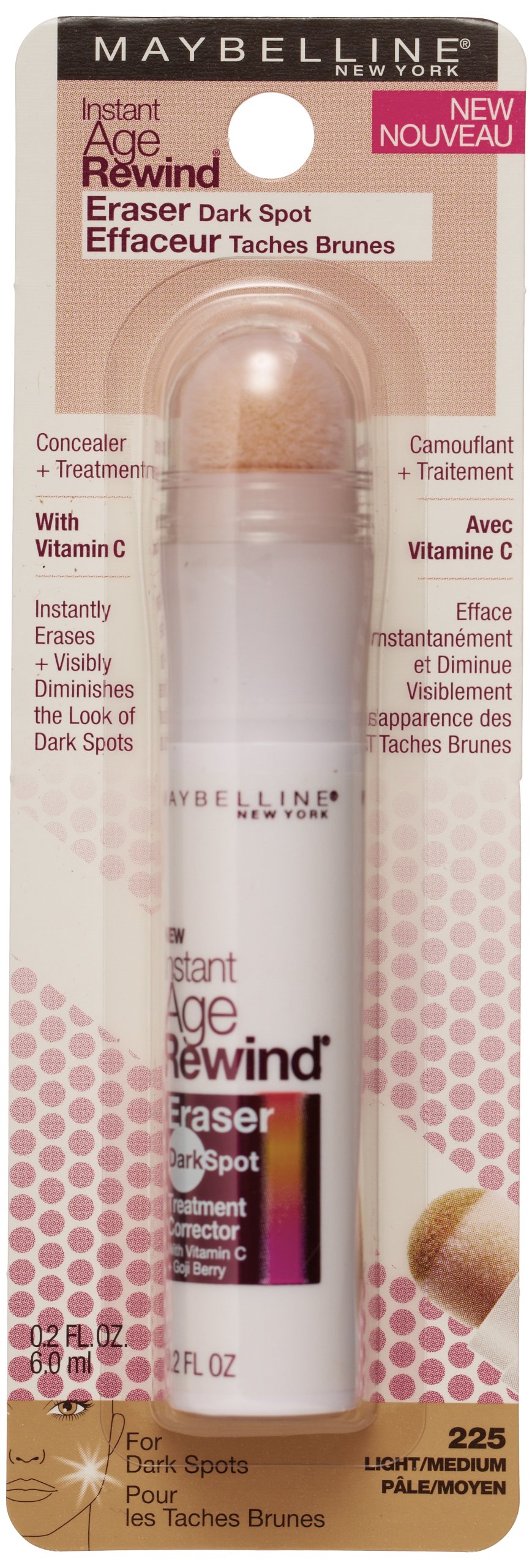 Maybelline New York Instant Age Rewind Eraser Dark Spot Concealer & Treatment - Light/Medium 0.2 Fl Oz | Under Eye Circles, Blemish Cover | Everyday Makeup, Photo Ready Look