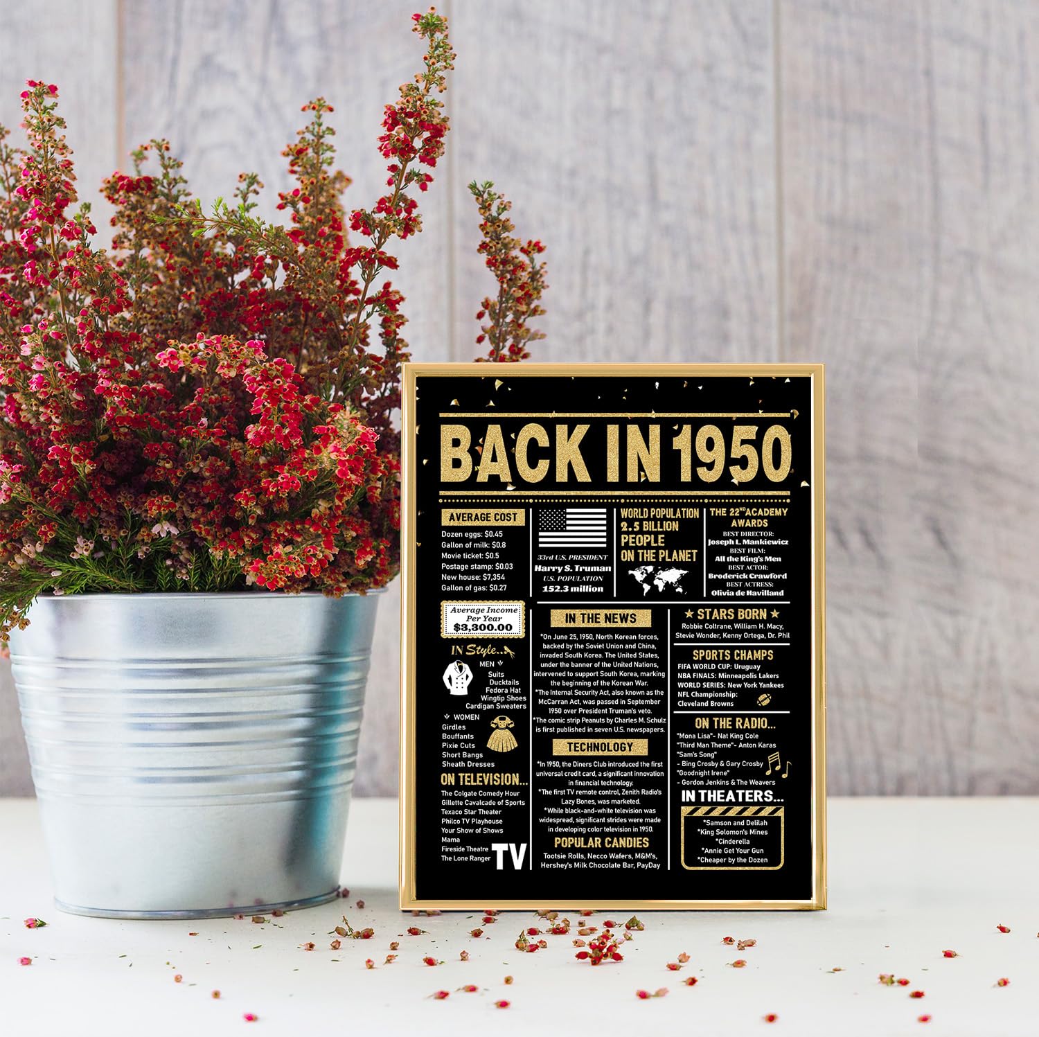 75th Birthday Card & Decorations for Women & Men - Black Gold Retro 1950s Theme - Perfect 75th Birthday Gifts for Dad, Mom, Grandparents - Ideal for Milestone Celebrations, Parties & Anniversaries