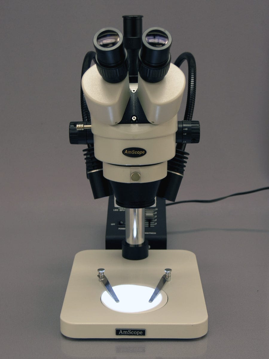 Amscope SM 1TSW2 L6W 3.5X-225X Trinocular Stereo Zoom Microscope with Adjustable Gooseneck LED Illumination - Perfect for Jewelry Inspection, PCB Repair, Coin Collecting & Scientific Research