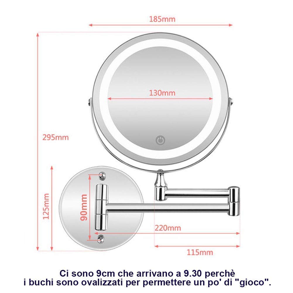 10X Magnifying LED Makeup Mirror with Dimmable Lights - Rechargeable Wall Mounted Bathroom Mirror, Touch Screen & Dual Power (USB/AAA Batteries) - Perfect for Makeup Application, Shaving & Skincare Routine