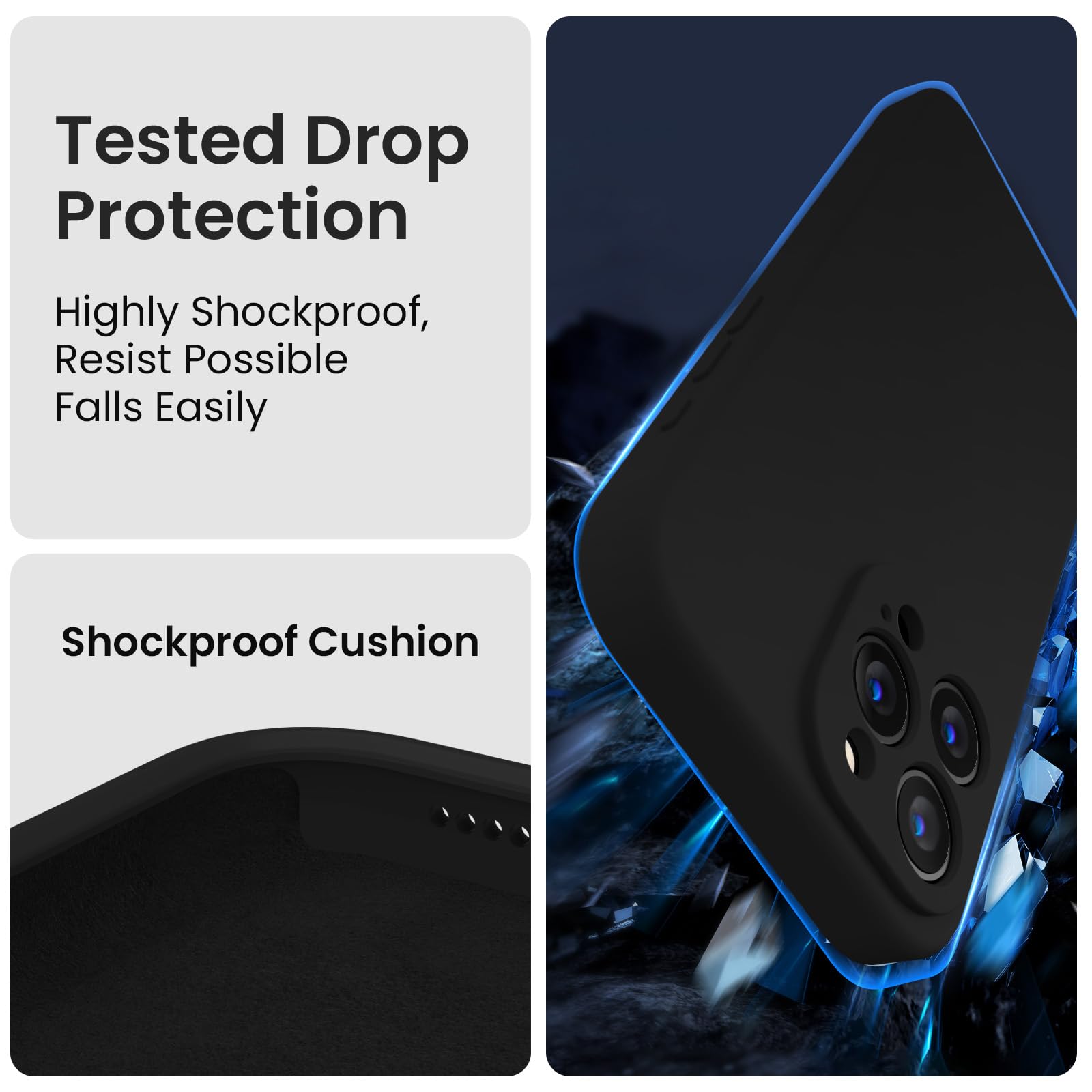 FireNova Premium Silicone Case for iPhone 15 Pro - 6.1 Inch Shockproof Phone Cover with Camera Protection & 2 Tempered Glass Screen Protectors, Soft Anti-Scratch Microfiber Lining - Perfect for Daily Use, Travel & Outdoor Activities (Black)