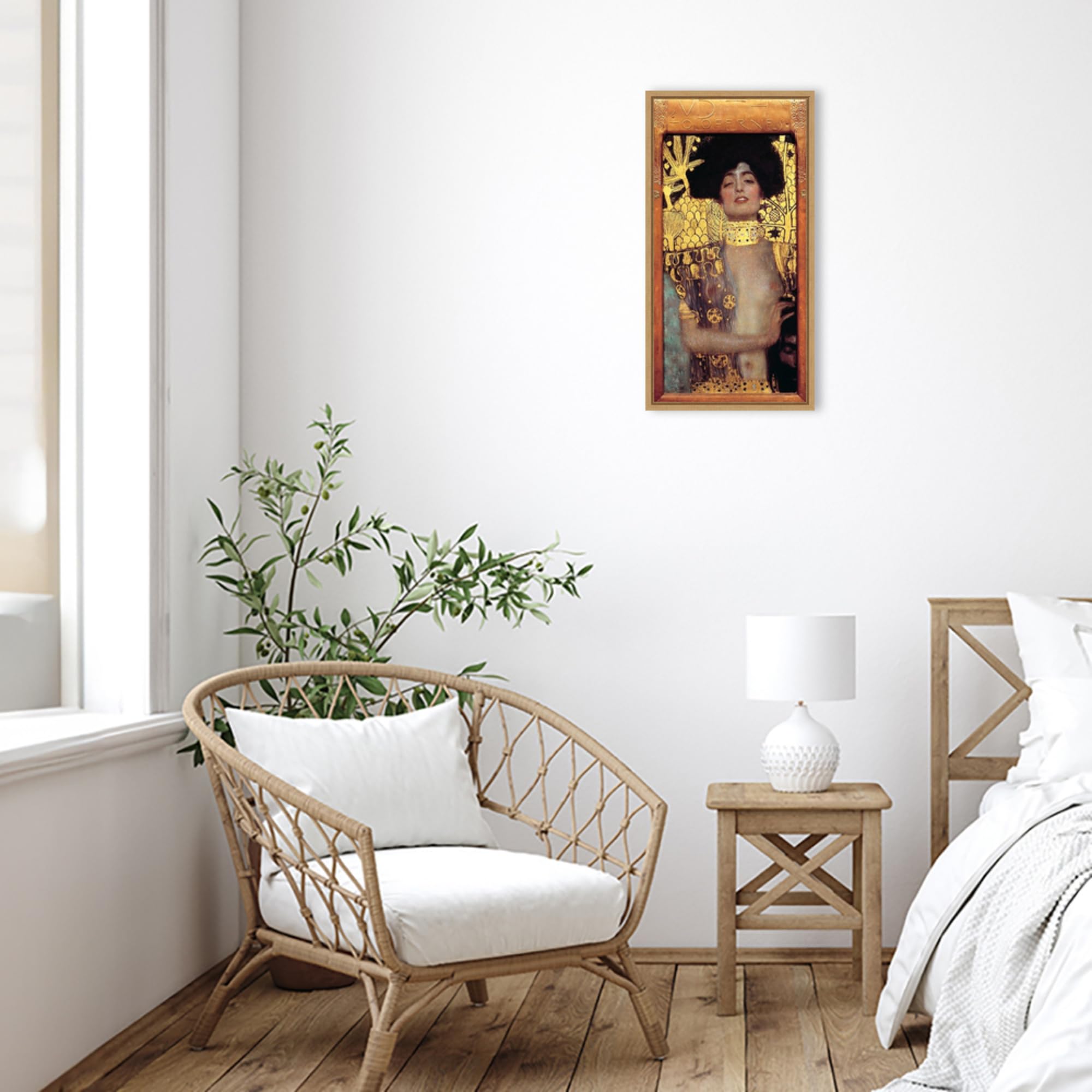 Amanti Art Framed Canvas Wall Art - Gustav Klimt Judith I Abstract Painting 27x14 Inch, Modern Framed Wall Decor for Living Room, Bedroom, Office | Perfect for Home, Office & Gift Giving