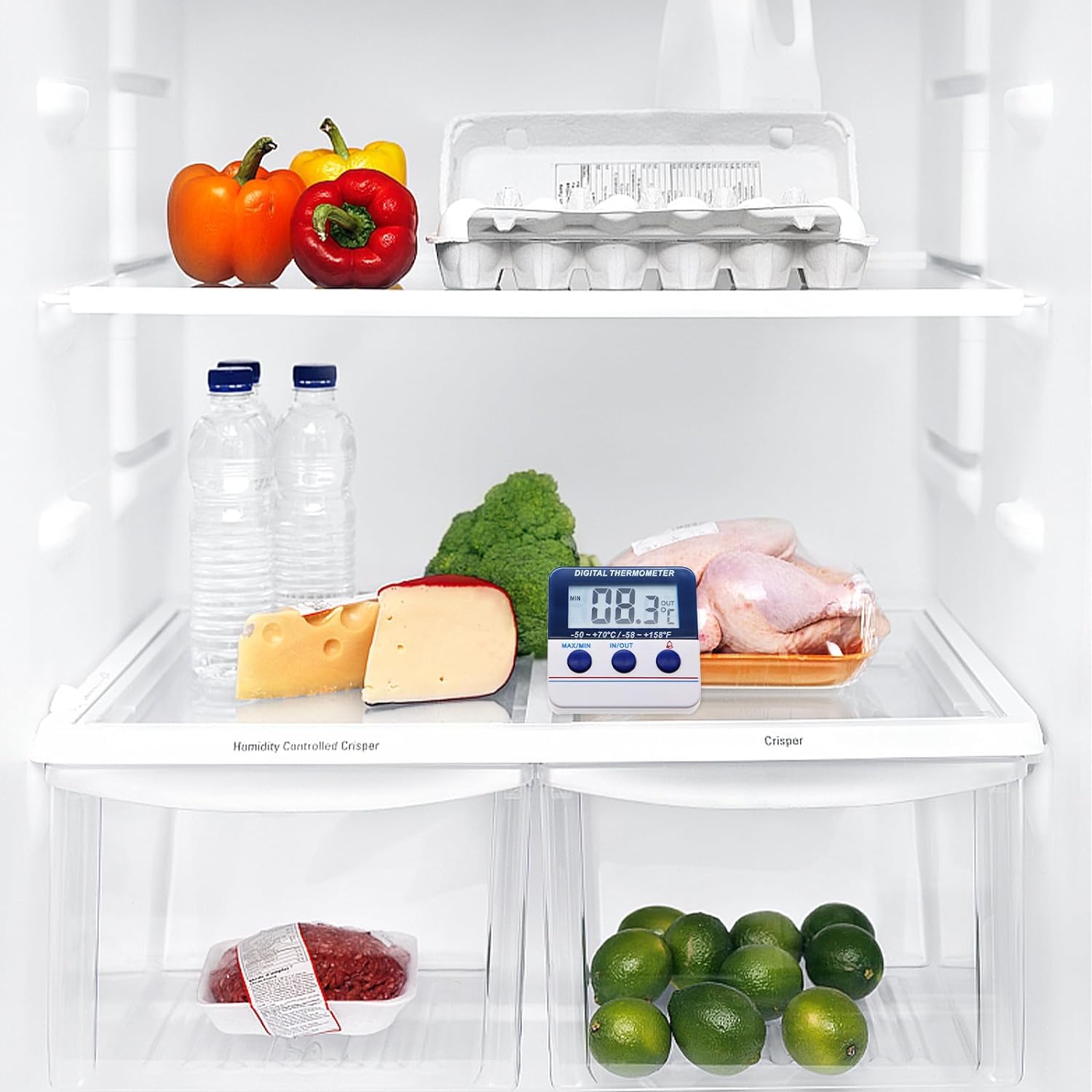 LABO Digital Fridge and Freezer Thermometer with Alarm - Accurate Wireless Temperature Monitor for Home Kitchen, Restaurant, and Cafe - Perfect for Food Safety Monitoring and Appliance Maintenance