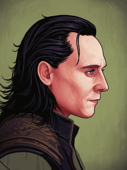Loki Portrait Poster by Mike Mitchell - Marvel Comics Wall Art Decor for Home, Office & Gifts