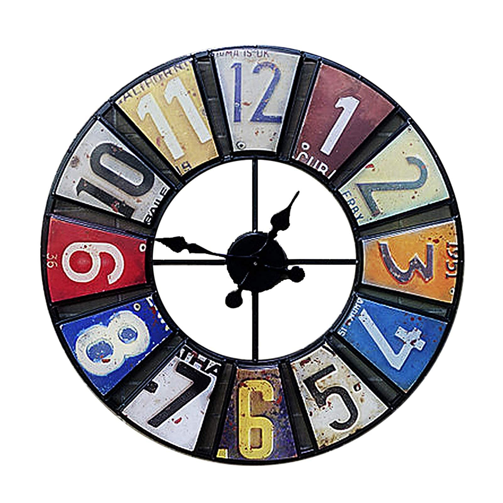 23 Inch Large Round Antique Garden Clock - Open Face Wrought Iron Waterproof Outdoor Wall Clock - Silent Quartz Movement - Perfect for Patio, Backyard, Porch & Indoor Decor
