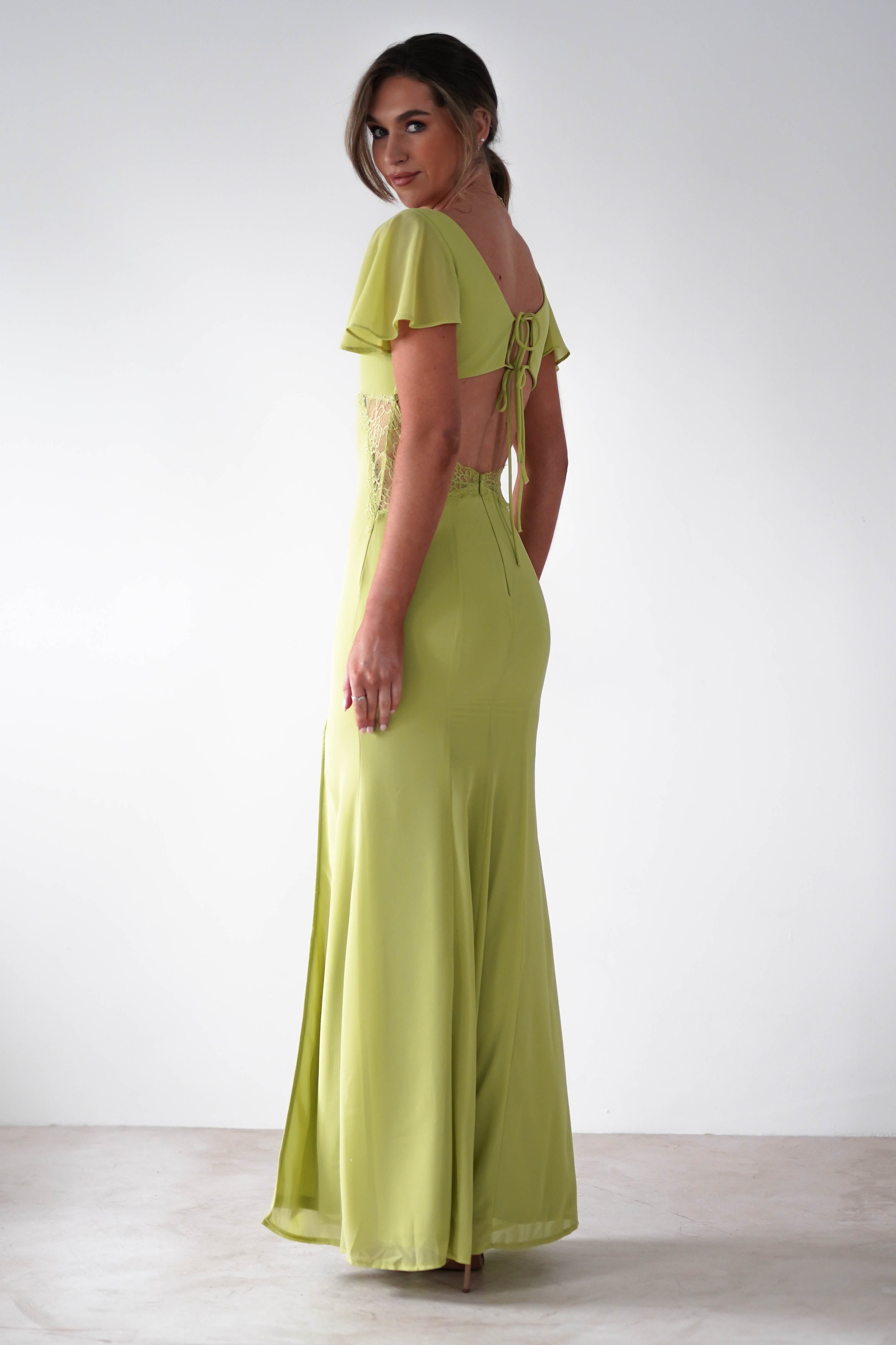 Preston Flutter Sleeve Maxi Dress - Lime Green Summer Dress for Women | Beach Wedding, Vacation & Party Wear