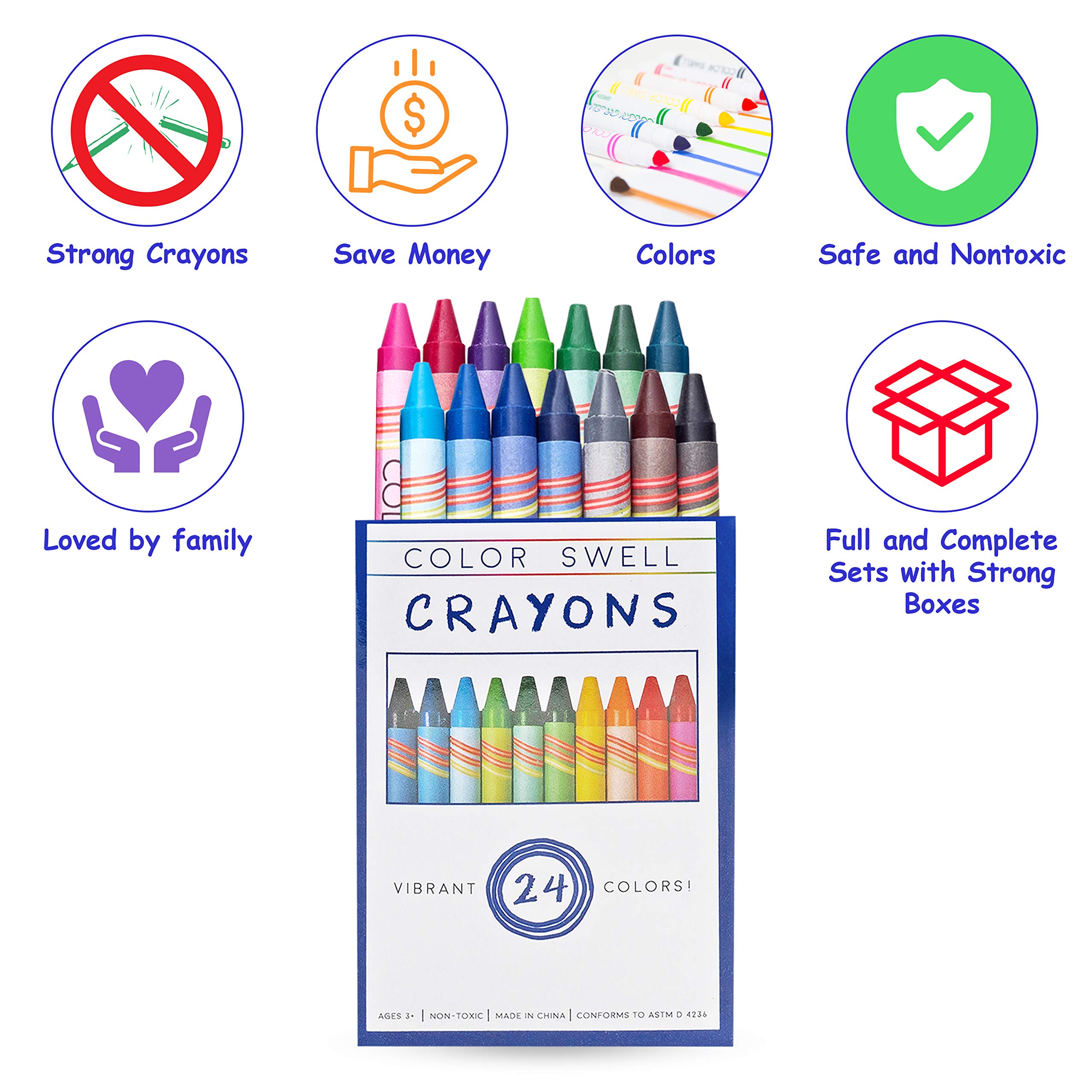 Color Swell Bulk Crayon Pack - 18 Boxes of 24 Vibrant Teacher-Quality Crayons for Classroom & Art Projects - Bulk Crayons for Kids, Students & Teachers - Perfect for School, Homeschooling & Creative Activities