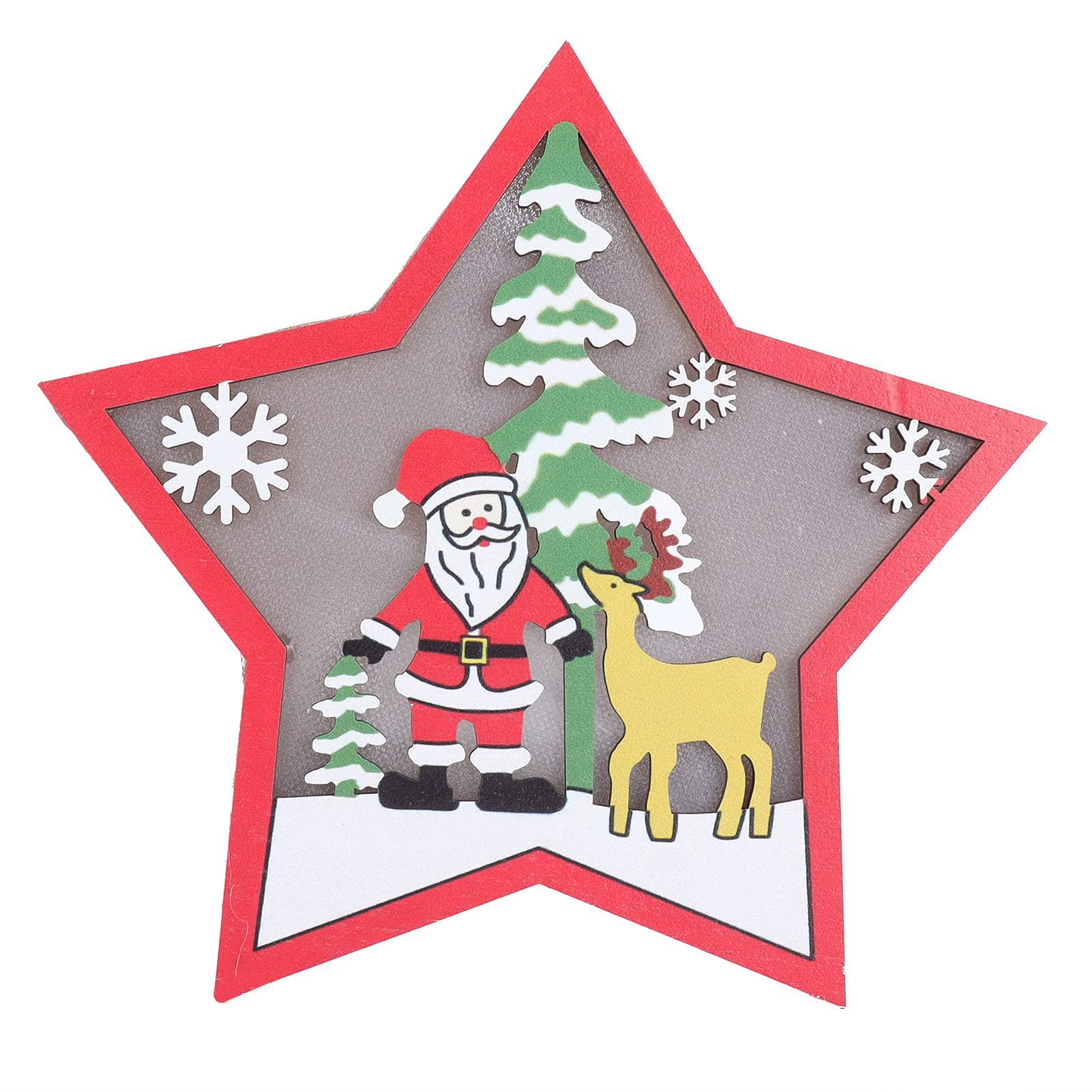 Zerodis Star Shaped Wooden LED Christmas Ornament - Hanging Holiday Decor for Kids Party, Shelves, Dining Table - Perfect for Christmas Tree, Home Decor, Gift Giving & Festive Celebrations