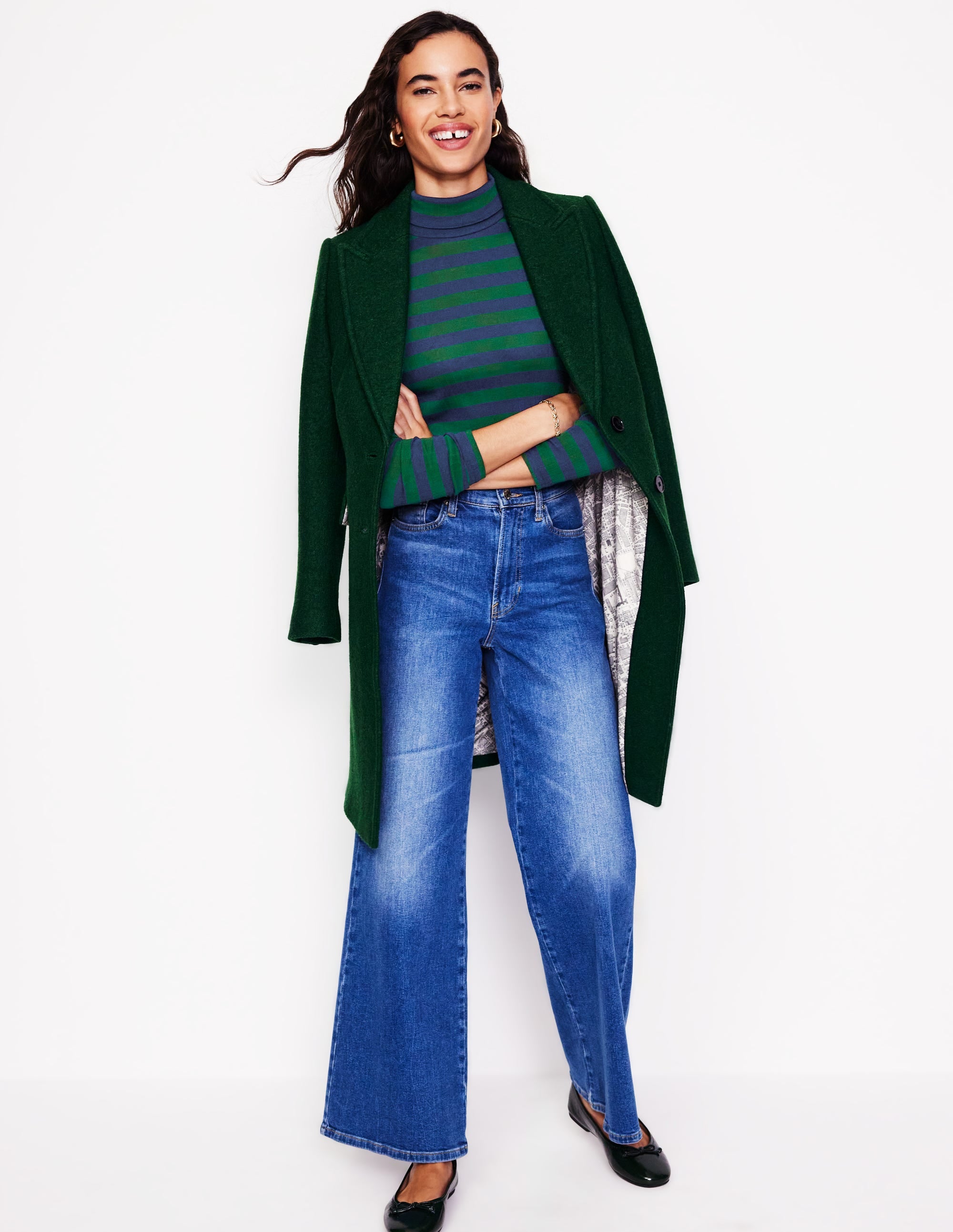 Anna Rib Roll Neck Top Pine, French Navy - Stylish Women's Knit Sweater for Casual Wear & Fall Fashion