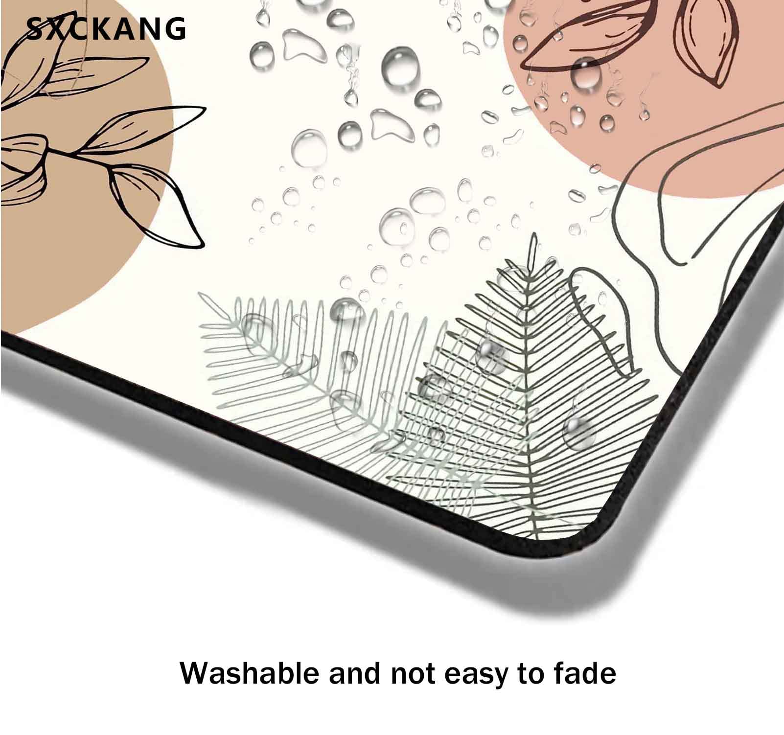 Premium Small Rectangle Mouse Pad - Custom Cute Design with Non-Slip Rubber Base & Washable Cloth Surface - Aesthetic Abstract Leaves Pattern for Women - Perfect for Office, Gaming & Home Computer Use