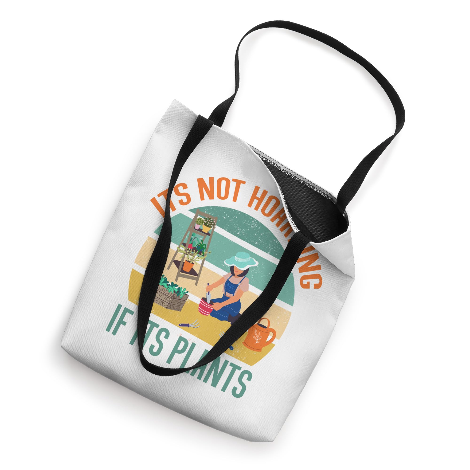 Funny Plant Lover Tote Bag - 'It's Not Hoarding If It's Plants' Garden Lady in Hat Design - Perfect for Grocery Shopping, Farmers Markets & Plant Nursery Trips
