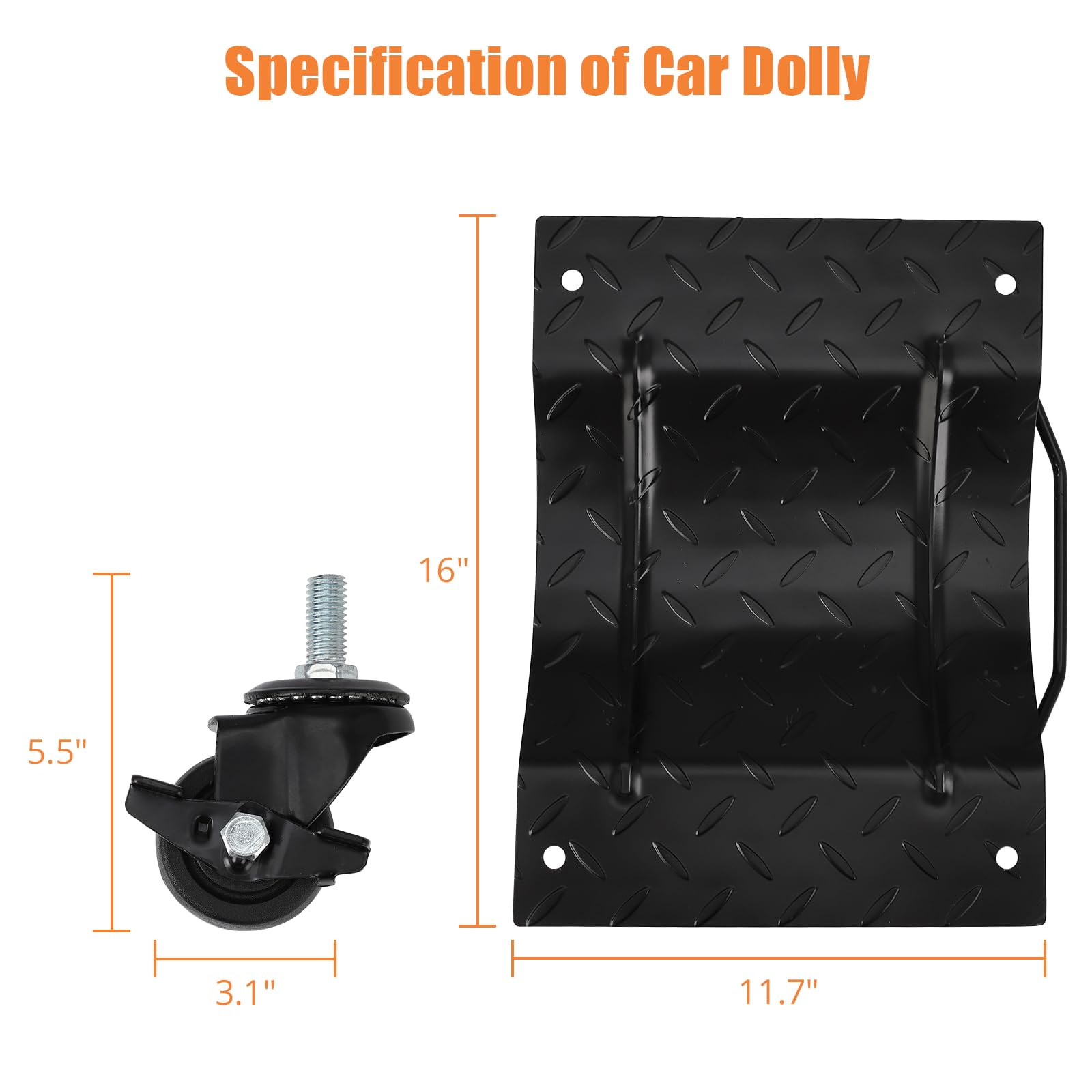 Towallmark 4-Pack Heavy Duty Car Dolly with 360° Swivel Wheels - 6000 lbs Capacity Vehicle Moving Dolly for Cars, Trucks, Trailers, Motorcycles & Boats - Upgraded Nylon Wheels (Black) | Perfect for Garage Organization, Auto Repair Shops & Boat Storage