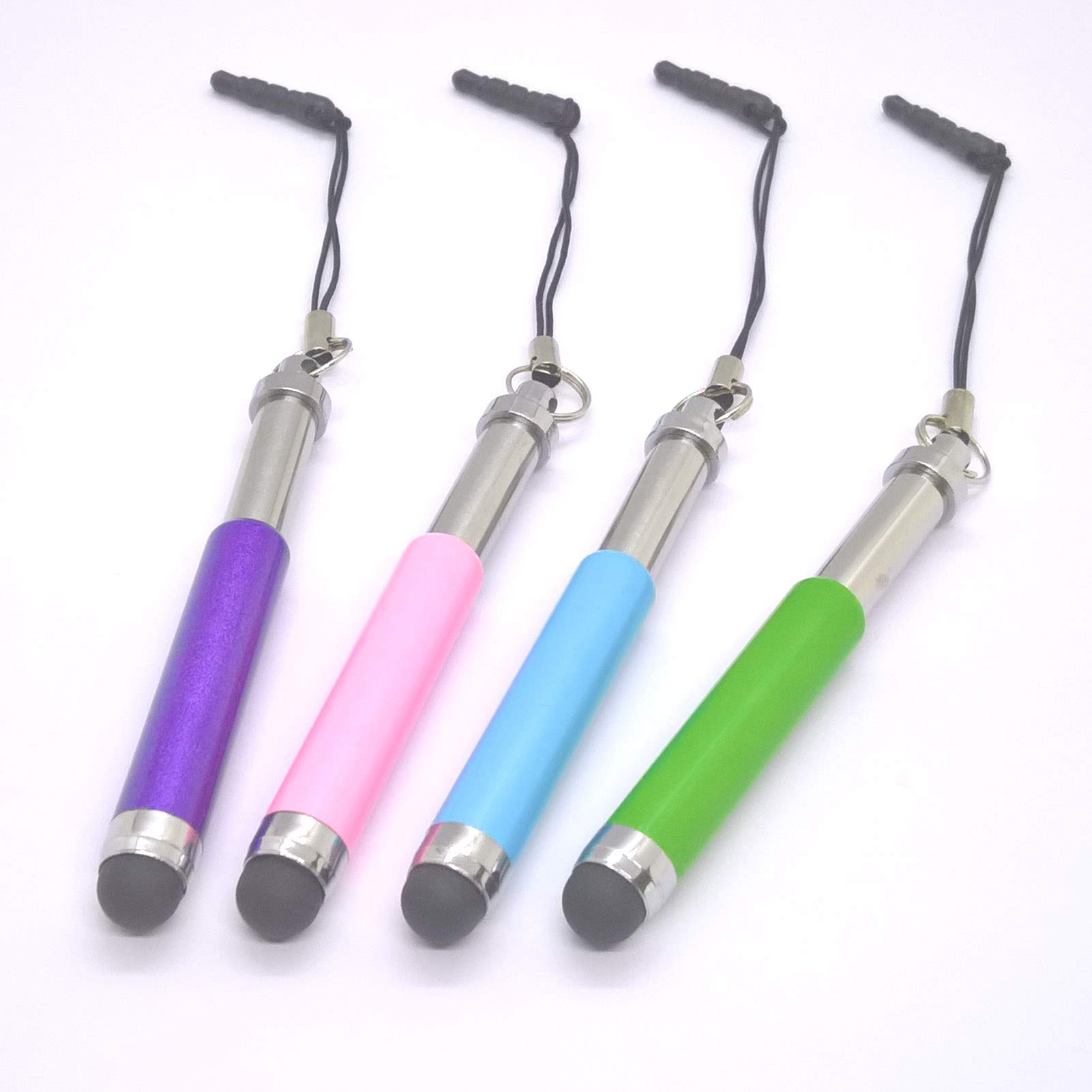 Universal Retractable Mini Short Stylus Touch Pen for Apple iPhone, Samsung Galaxy, Android Tablets & Smartphones (4-Pack, Multi-Color) - Perfect for Drawing, Note-Taking & Touchscreen Navigation