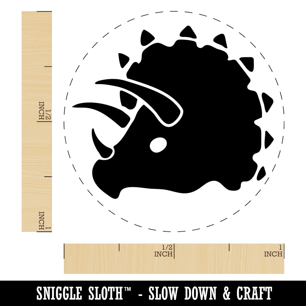 Dinosaur Triceratops Head Self-Inking Rubber Stamp - 1 Inch Medium Blue Ink Stamper for Crafting, Scrapbooking, Planner Decorations & DIY Projects - Perfect for Journals, Cards, and School Projects