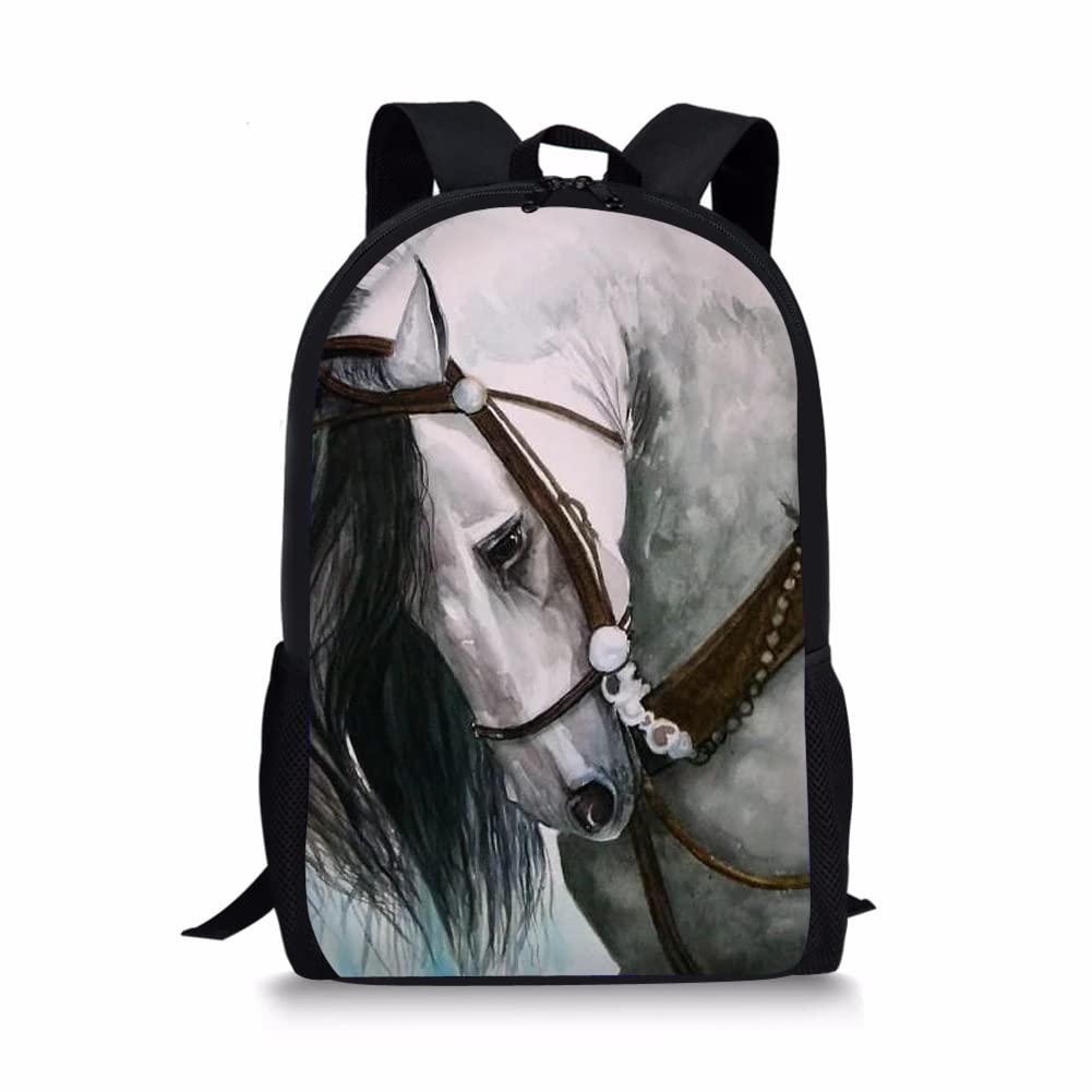 Stylish Cartoon Horse Print Travel Backpack for Women - Durable Hiking Backpack for Girls & Fishing Backpack for Boys - Perfect for School, Camping, and Outdoor Adventures