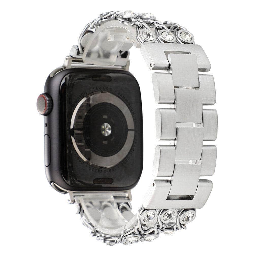 Stainless Steel Link Bracelet for Apple Watch Series 6/5/4/3/2/SE - Compatible with 44mm 42mm 40mm 38mm - Premium Adjustable Band for Workout, Office & Everyday Wear