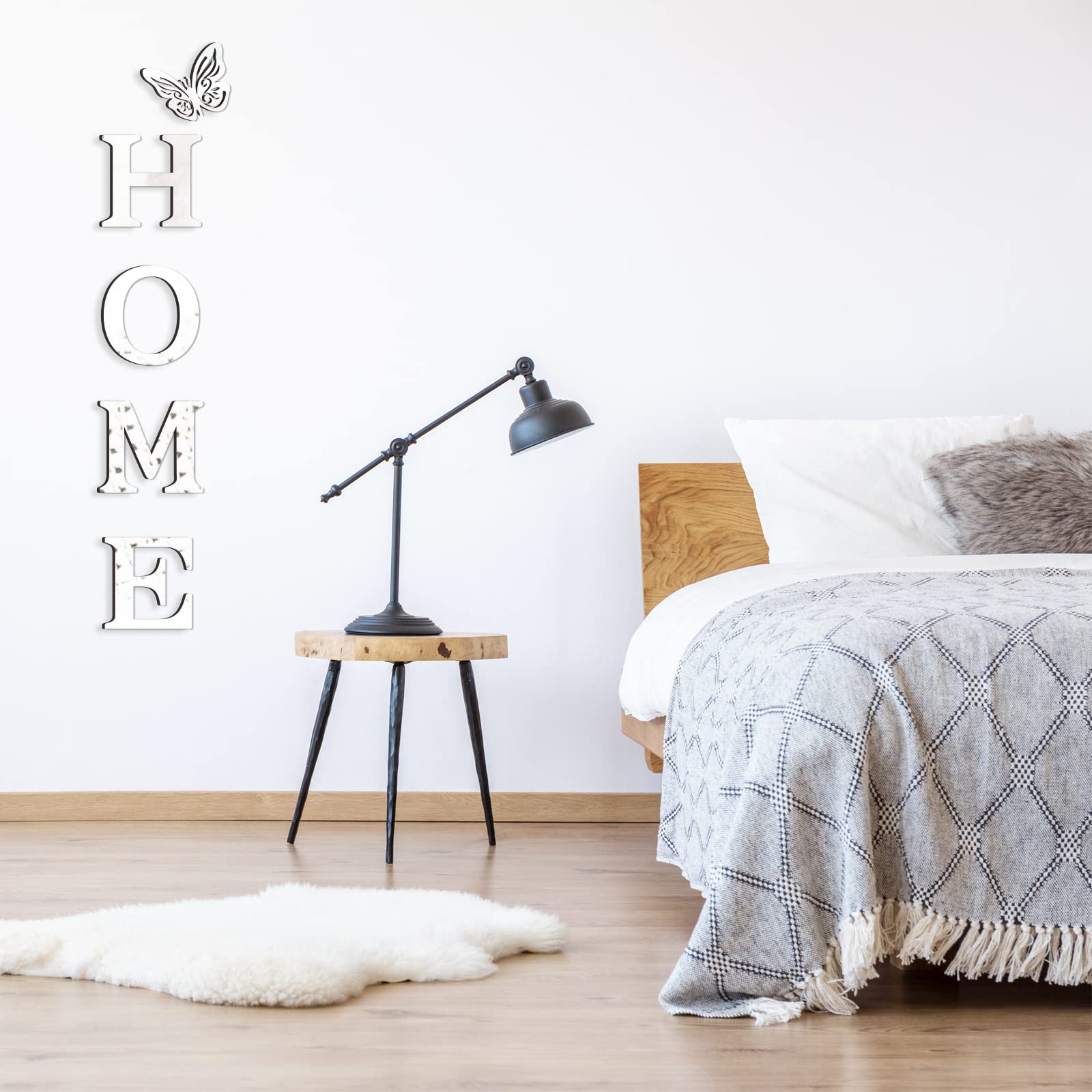 Modern Silver Wall Decor Letters & Mirror Stickers for Living Room Home Sign
