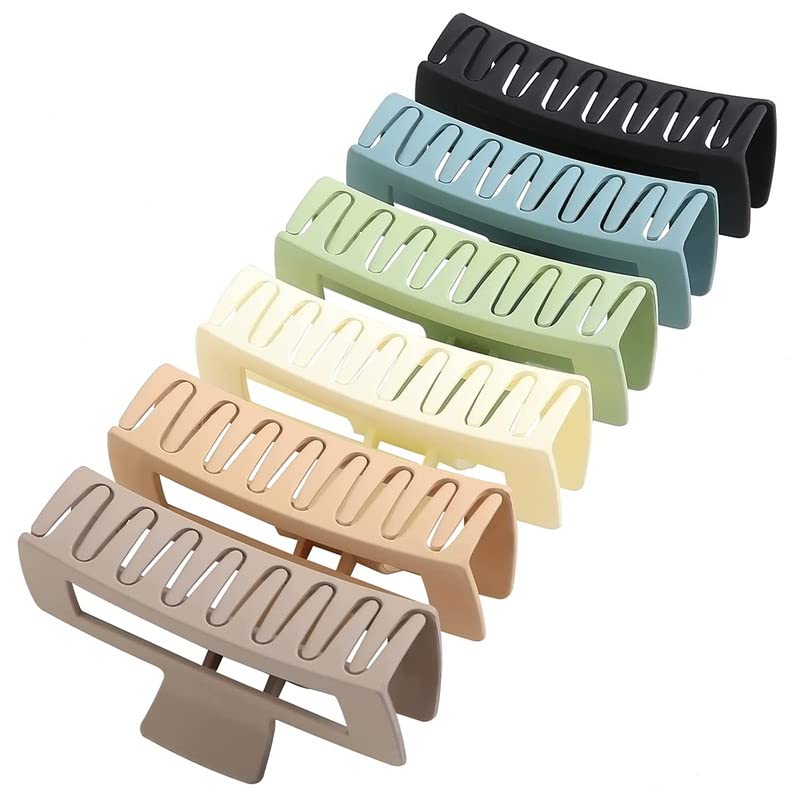 SHIDARA 6 Pack Extra Large Hair Claw Clips for Women - 5 Inch Big Rectangular Hair Clips, Strong Hold Non-Slip Jumbo Hair Clips for Thick Hair - Hair Styling Accessories for Women & Girls (Multi Color) - Perfect for Updos, Ponytails & Everyday Hairstyles