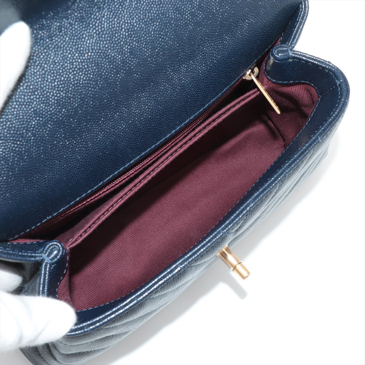 Chanel Small Chevron Coco Handle Bag in Navy Caviar Leather - Perfect for Work, Evening Events & Luxury Fashion Accessories