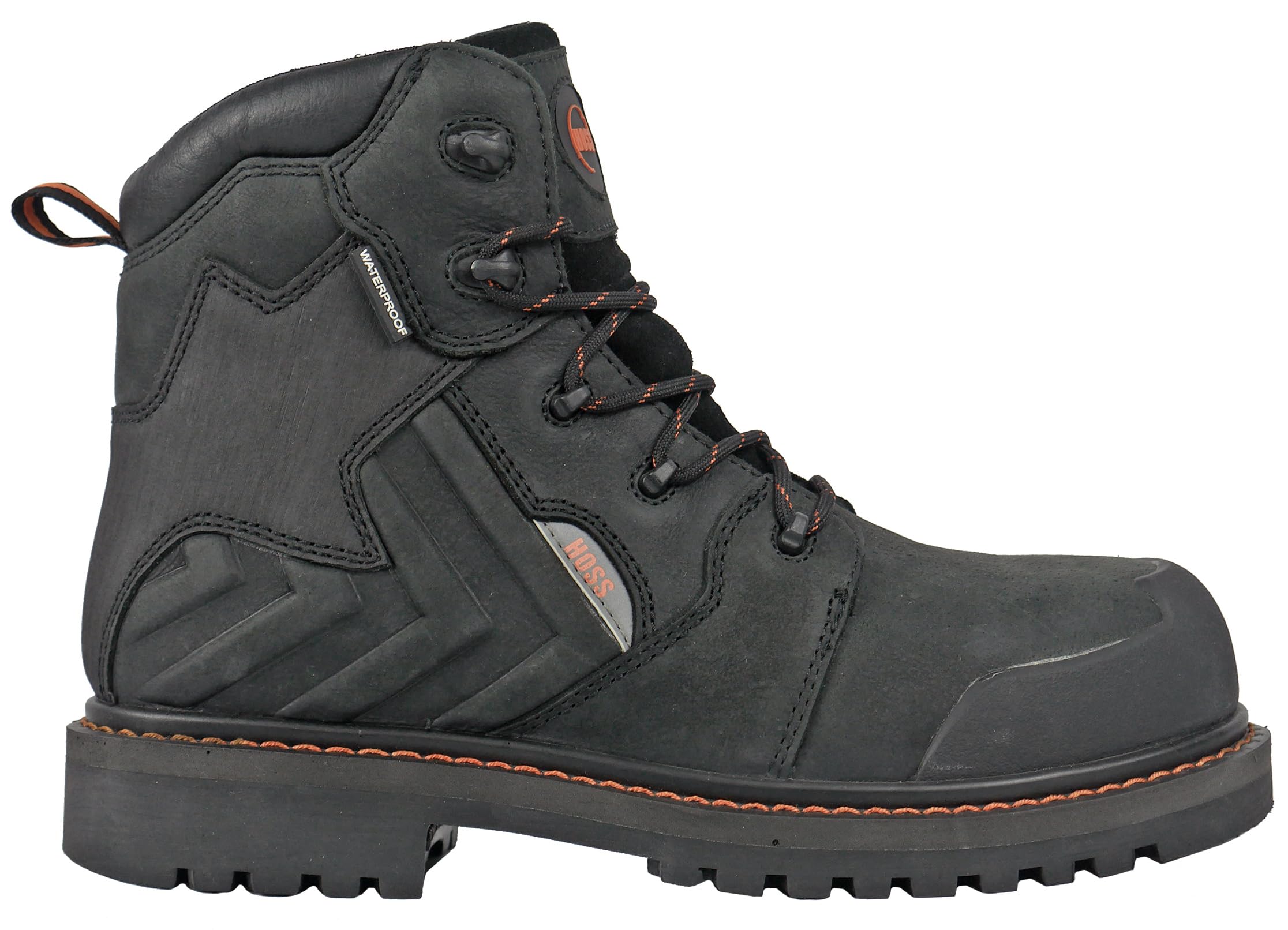 HOSS Bronc Black 6 Inch Composite Safety Toe Waterproof Puncture Resistant Work Boots for Men - Durable Construction & Slip-Resistant Outsole - Ideal for Construction, Oil Rig & Heavy Duty Work Environments