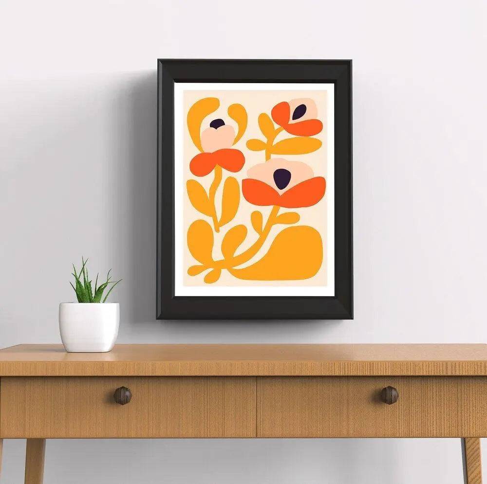 Happy Flowers Modern Wall Art Print - Vibrant Floral Canvas Painting for Home & Office Decor - Perfect for Living Room, Bedroom, and Workspace