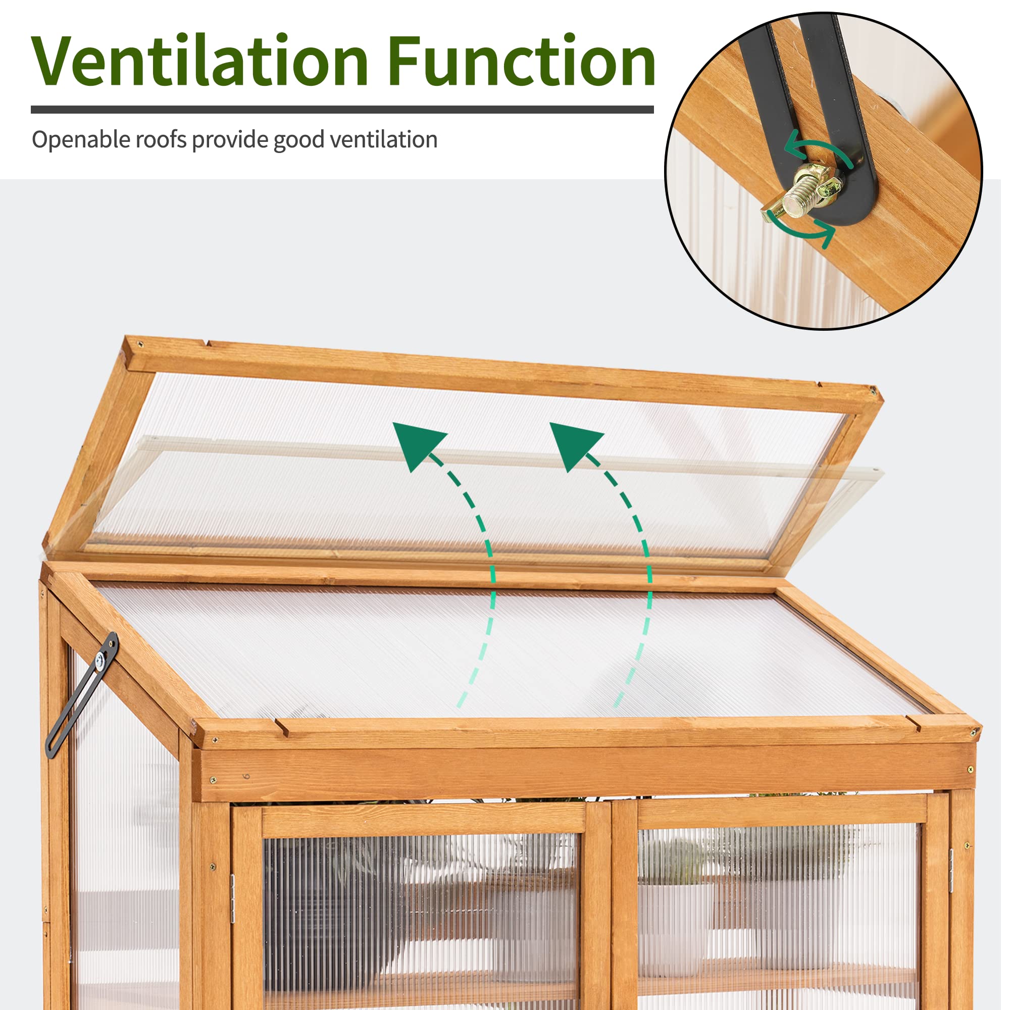 MCombo 2-Tier Wooden Cold Frame Greenhouse - Raised Garden Bed Planter Shelf for Flowers & Vegetables - Outdoor Plant Protection Box 6057-0160 (Orange) - Perfect for Backyard Gardening, Balcony Planting & Winter Plant Shelter