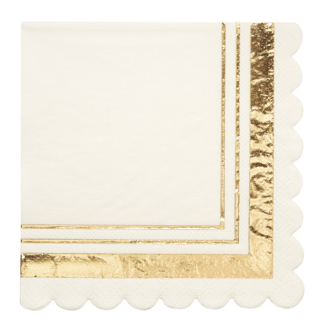 Premium Gold & White Cocktail Napkins - 20 Pack - Elegant Party, Wedding, and Event Decor for Drinks & Appetizers