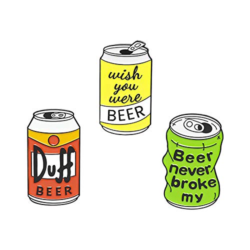 6Pcs Alloy Brooch Badge Pins Set - Funny Duff Beer Can Pins for DIY Crafts, Backpacks, Hats & Cowboy Jackets - Vintage Jewelry Accessories & Unique Gifts for Students & Beer Lovers - Perfect for Parties, Cosplay & Collectibles