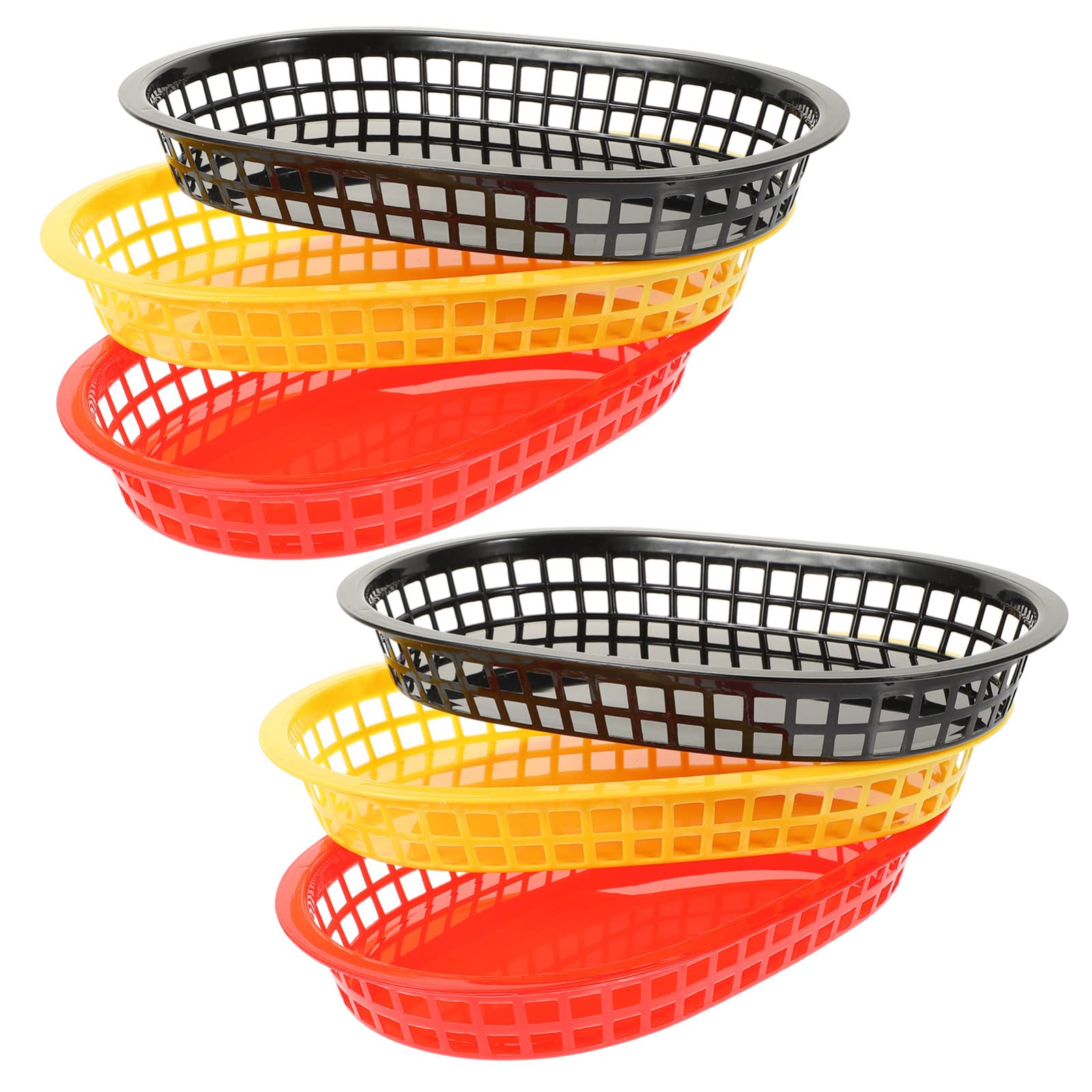 DOITOOL 6-Piece Plastic Bread Container Set - Hot Dog, Fried Chicken, Deli Display Basket & Serving Tray for Restaurants, Bakeries, and Food Trucks