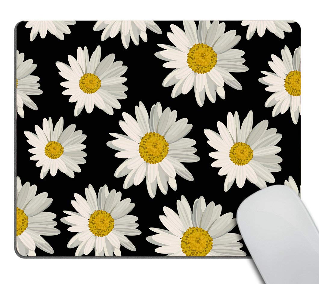 Custom White Daisies Non-Slip Rubber Gaming Mouse Pad - Smooffly Computer & Laptop Mousepad for Office, Gaming & Home Use