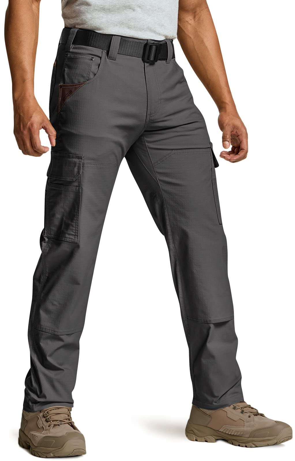 CQR Men's Flex Ripstop Work Pants - Water Resistant Tactical Cargo Pants for Outdoor, Hiking, EDC & Utility Operations | Durable & Comfortable Workwear for Professionals