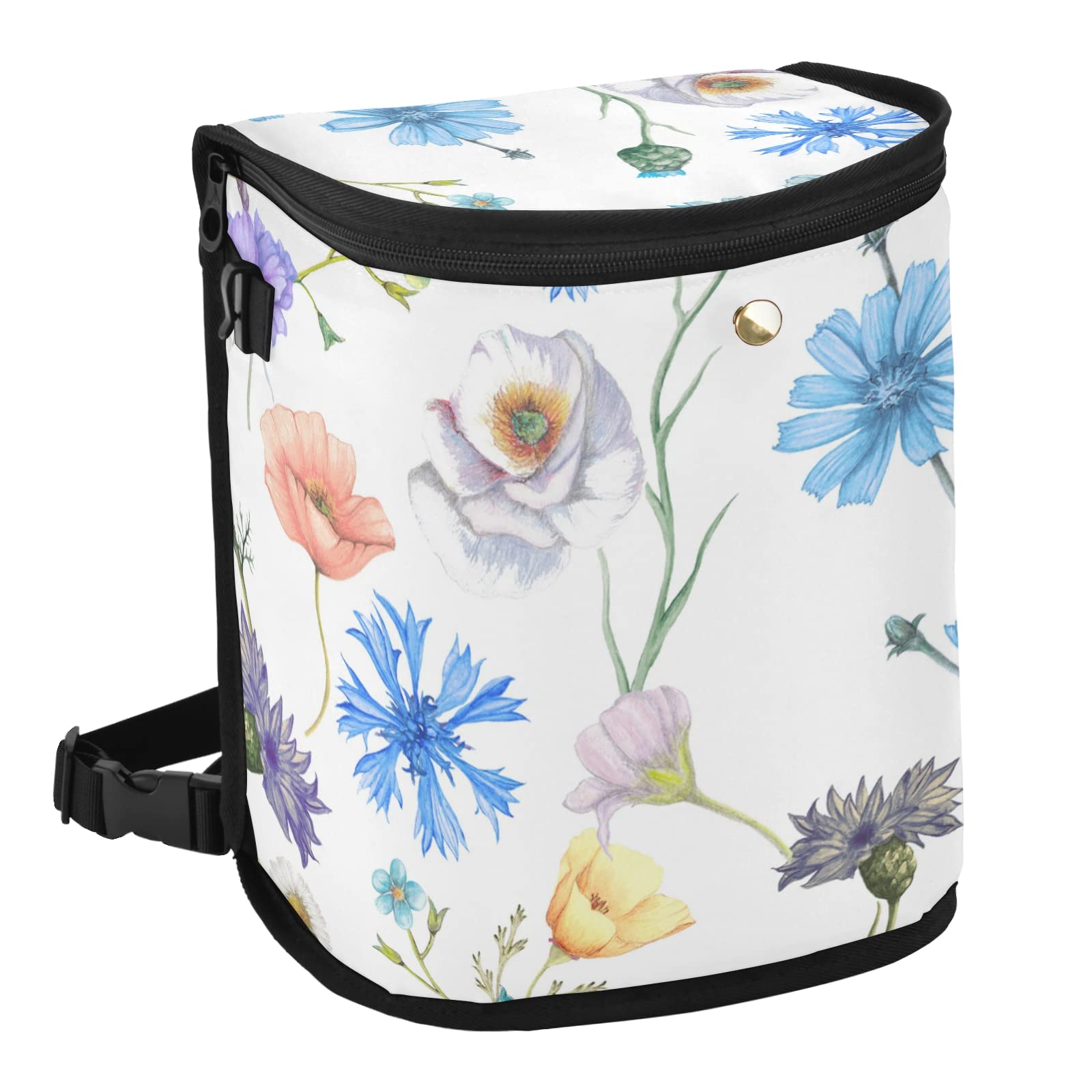 Tarity Leak-Proof Car Trash Can with Aluminum Film - Waterproof Car Garbage Bin, Multi-Purpose Vehicle Organizer Storage Bag - Hanging Auto Waste Basket for Sedan, SUV, Truck (Floral Pattern) - Perfect for Road Trips, Commuting & Family Travel