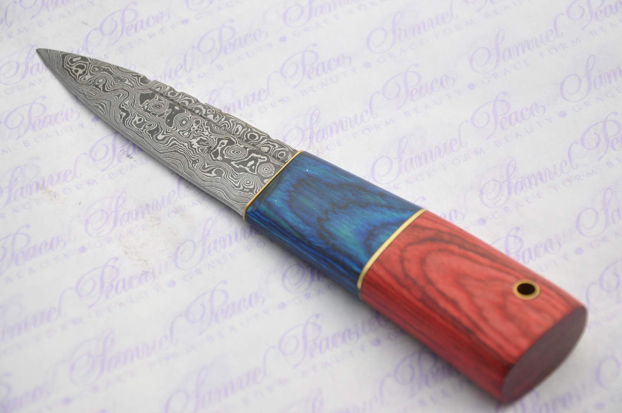 Premium Pakka Wood Sgian Dubh with Damascus Steel Blade - Handcrafted in Sheffield England - Includes Leather Sheath & Gift Box - Perfect for Scottish Weddings, Highland Dress & Collectors