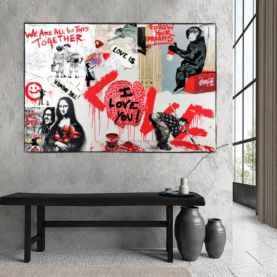Banksy 'We Are All in This Together' Canvas Wall Art - Modern Home Decor for Living Room, Bedroom & Office