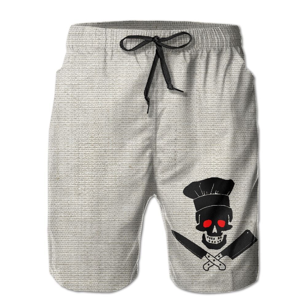 Men's Skull Print Beach Shorts - Quick Dry Breathable Surfing Swim Trunks for Cooking, Swimming, and Outdoor Activities