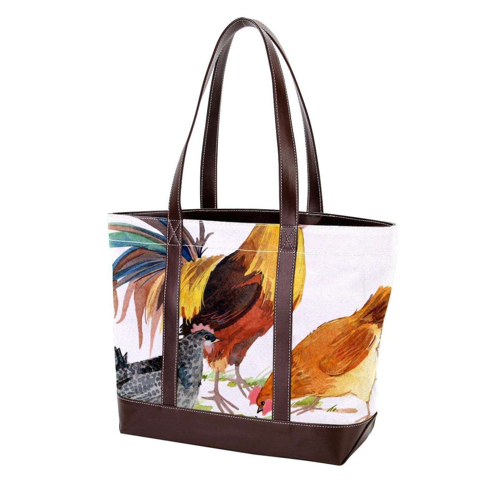 Stylish Large Leather & Canvas Tote Bags for Women - Top Handle Shoulder Satchel Hobo Purse - Perfect for Shopping, Work & Travel