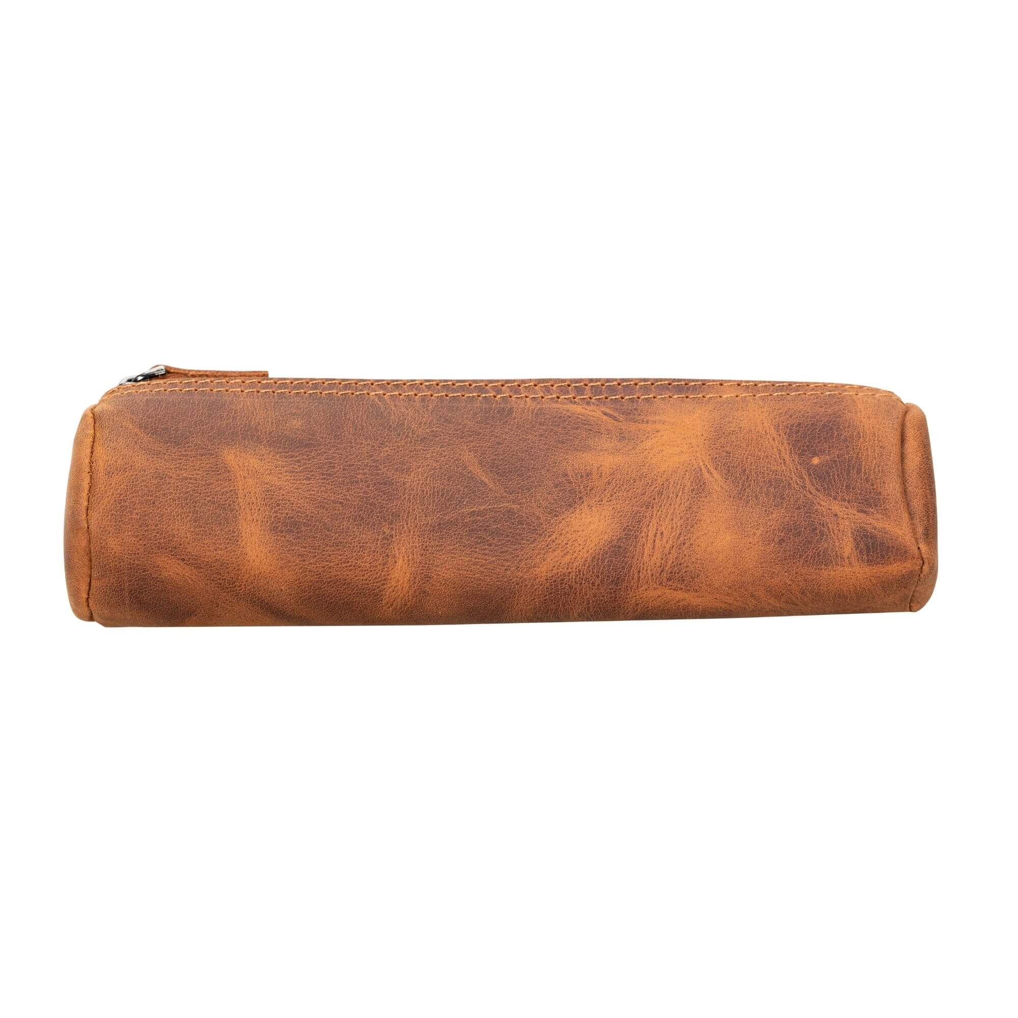 Handmade Genuine Cow Leather Pencil Case - Premium Leather School & Office Supplies for Students & Professionals - Perfect for School, Work & Travel Organization