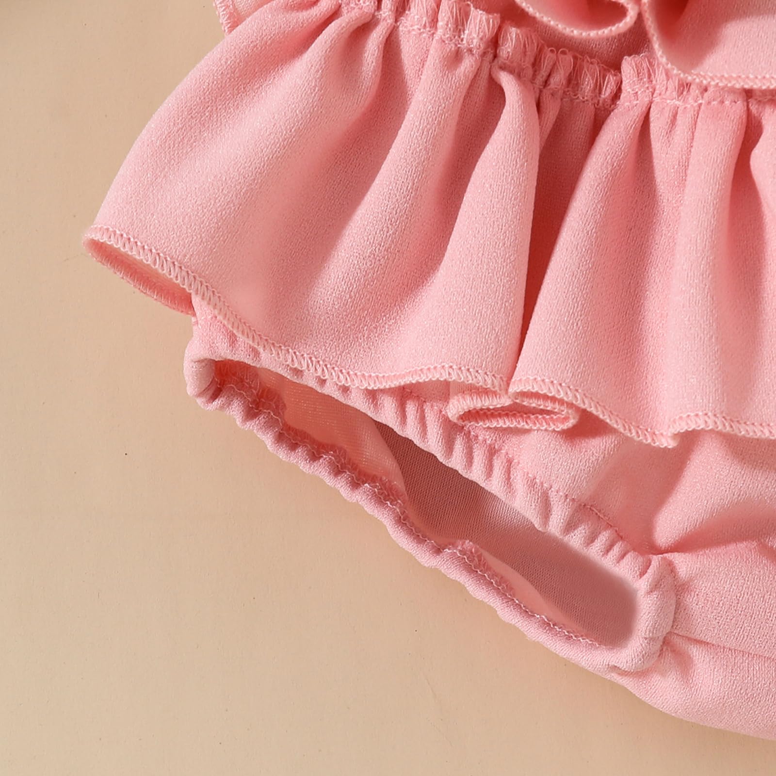 Kuriozud Newborn Baby Girl 2-Piece Summer Outfit Set - Tank Romper Top & Ruffle Bloomer Shorts | Cute Infant Clothes for Playdates & Photo Shoots