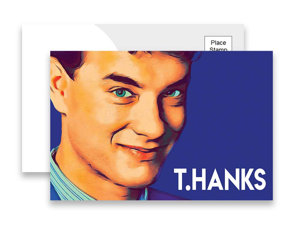 Tom Hanks Inspired T.HANKS Funny Thank You Postcards - Pack of 10 Blank Greeting Cards for Birthday, Wedding, Graduation & Appreciation Gifts