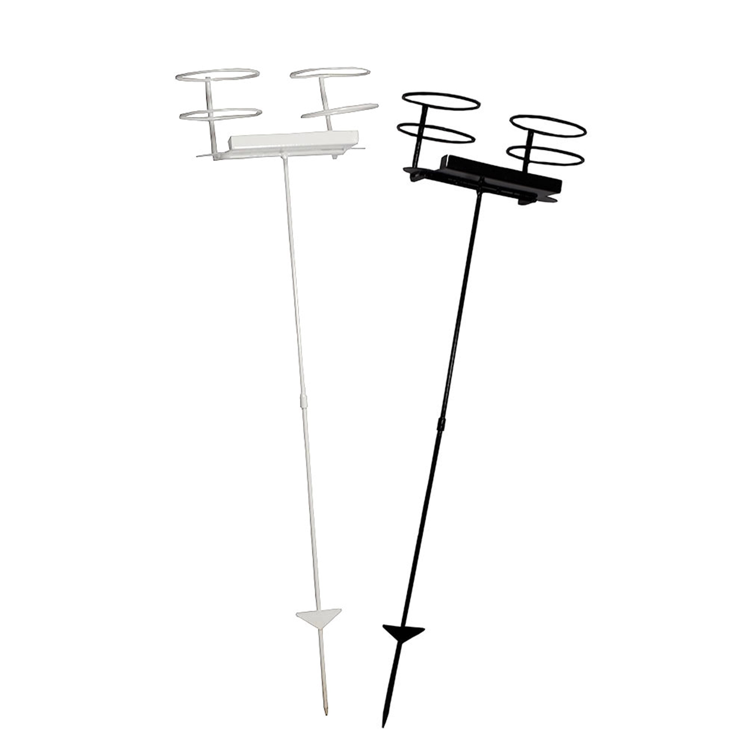 Dual Outdoor Beverage Drink Holder Stakes Set of 2 - Heavy Duty Metal Cup Holders for Lawn, Garden, Beach & Pool Parties - Perfect for BBQs, Camping & Picnics