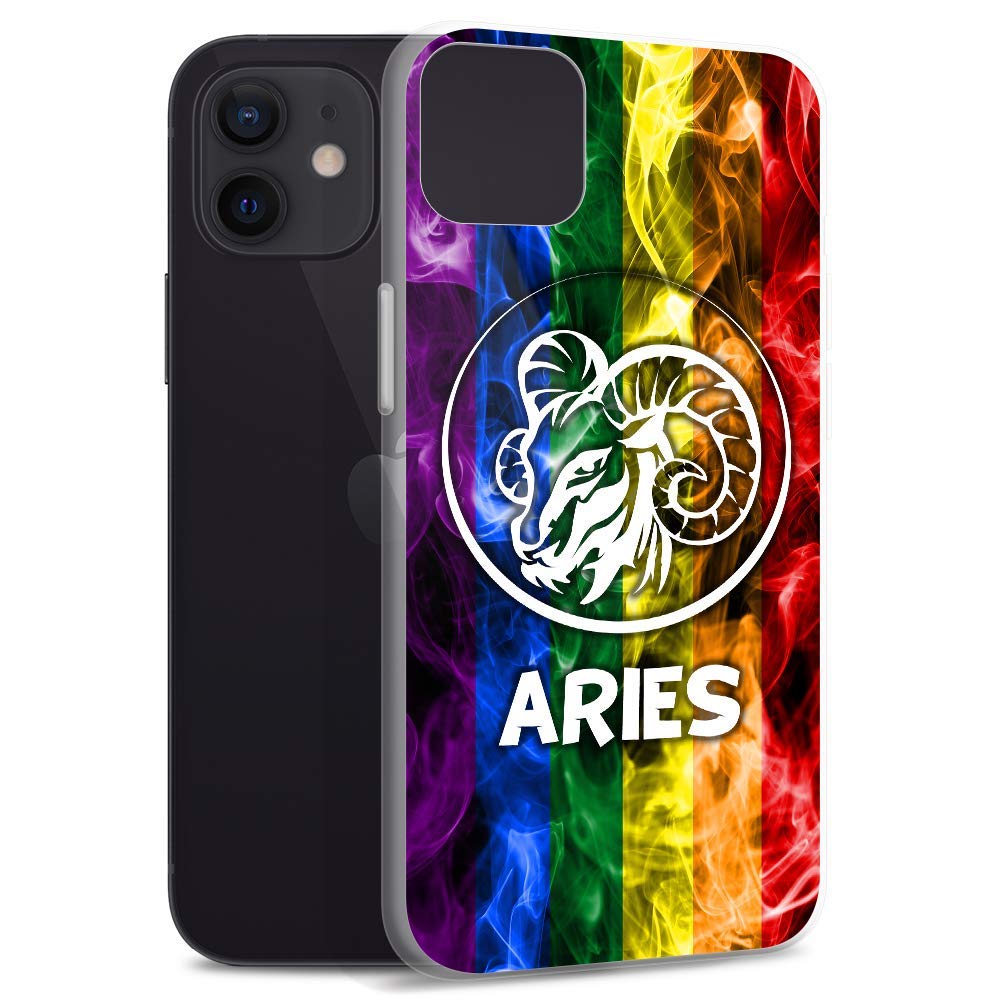 Rainbow Pride iPhone 12 Mini Case - LGBT Aries Zodiac Art TPU Cover | Anti-Scratch Clear Protection | Perfect for Gay Pride Events, Lesbian Birthdays & Horoscope Enthusiasts (Compatible with iPhone 6/6s)