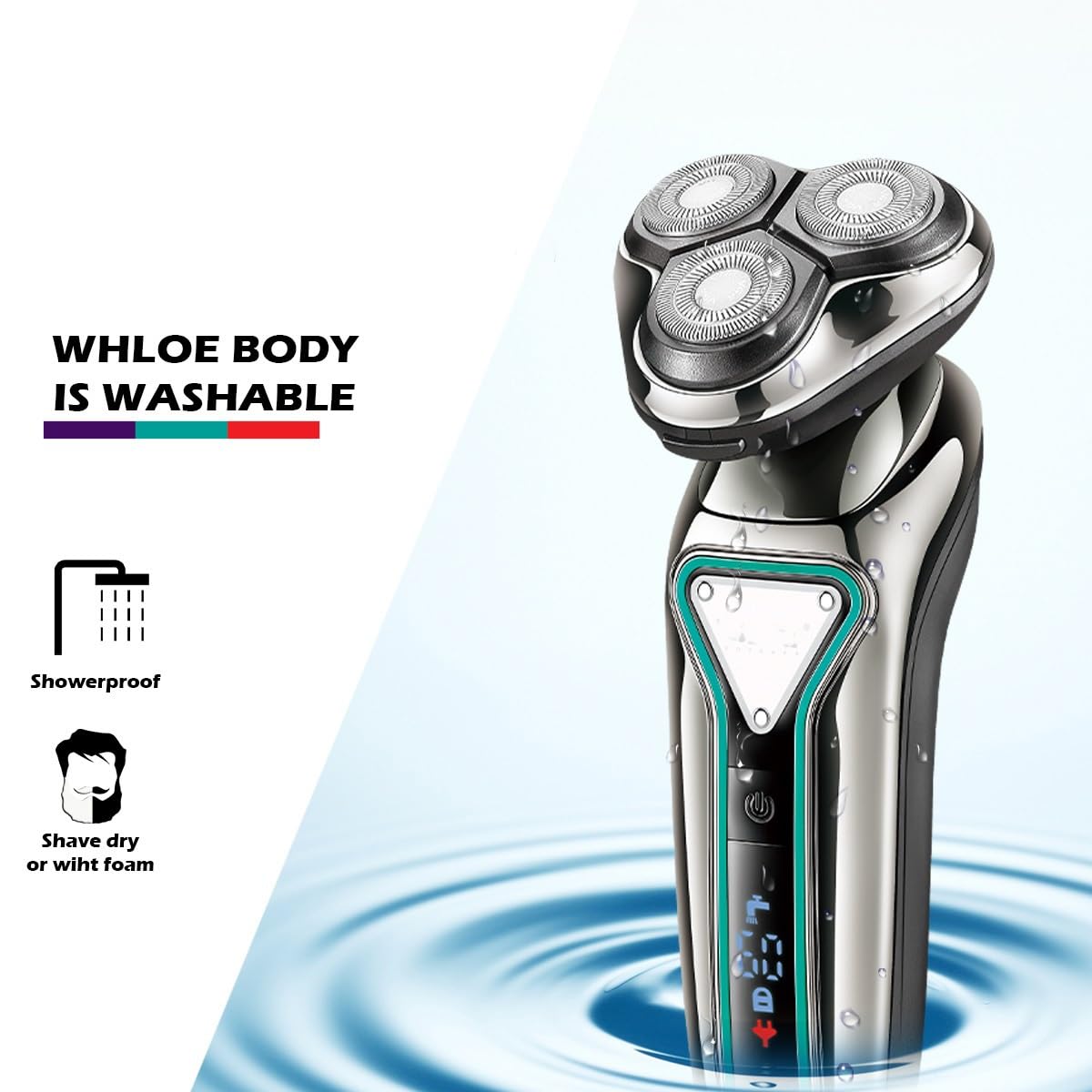 Premium Electric Head Shaver for Men - Wet & Dry Waterproof Rechargeable Beard Trimmer with LCD Display - Black Box - Perfect for Travel, Gym & Daily Grooming