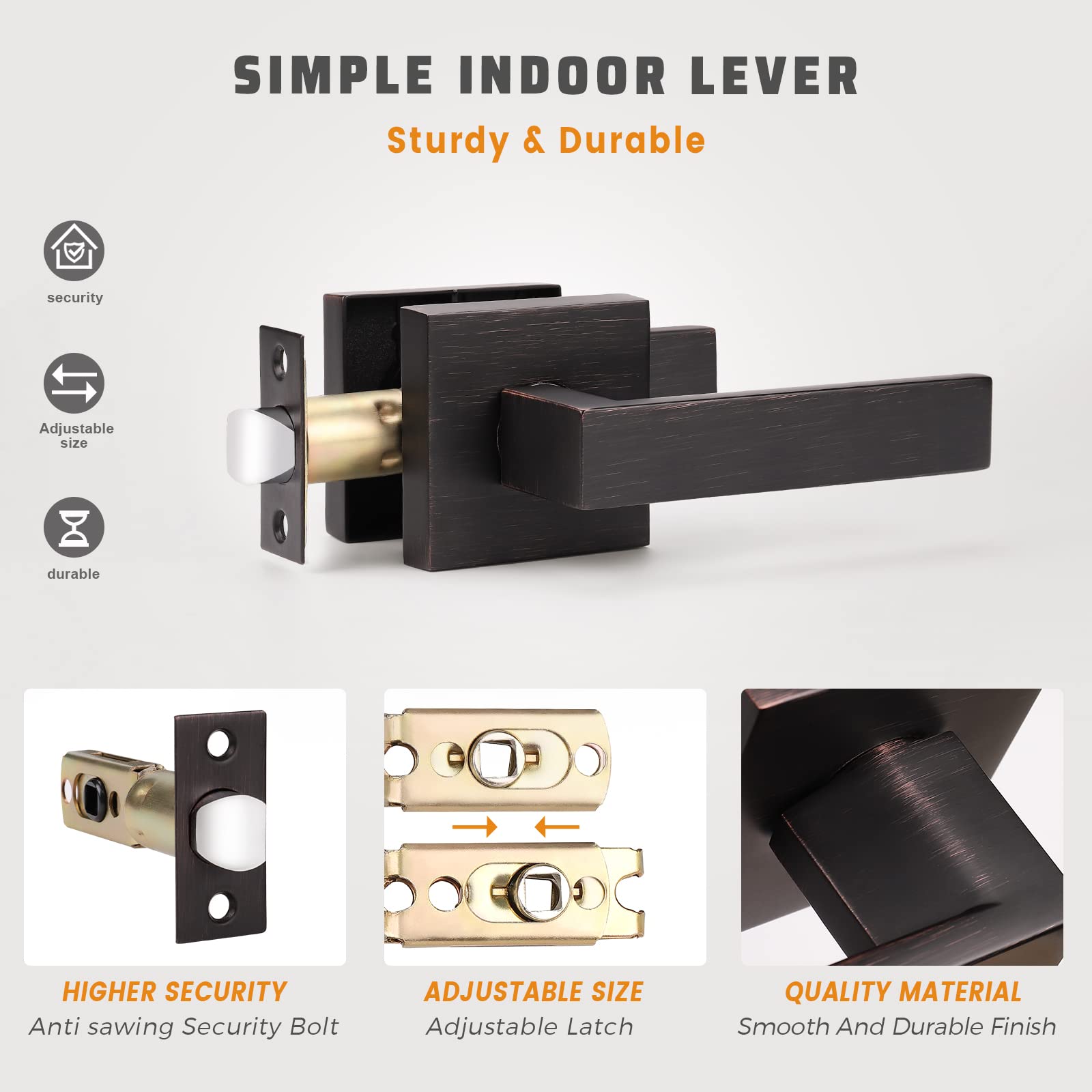 Premium Oil Rubbed Bronze Door Handle Set - Heavy Duty Passage & Closet Door Levers (10 Pack) - Left/Right Handed - Easy Installation - 2.07 lb per Lever - Perfect for Bedrooms, Bathrooms & Interior Doors