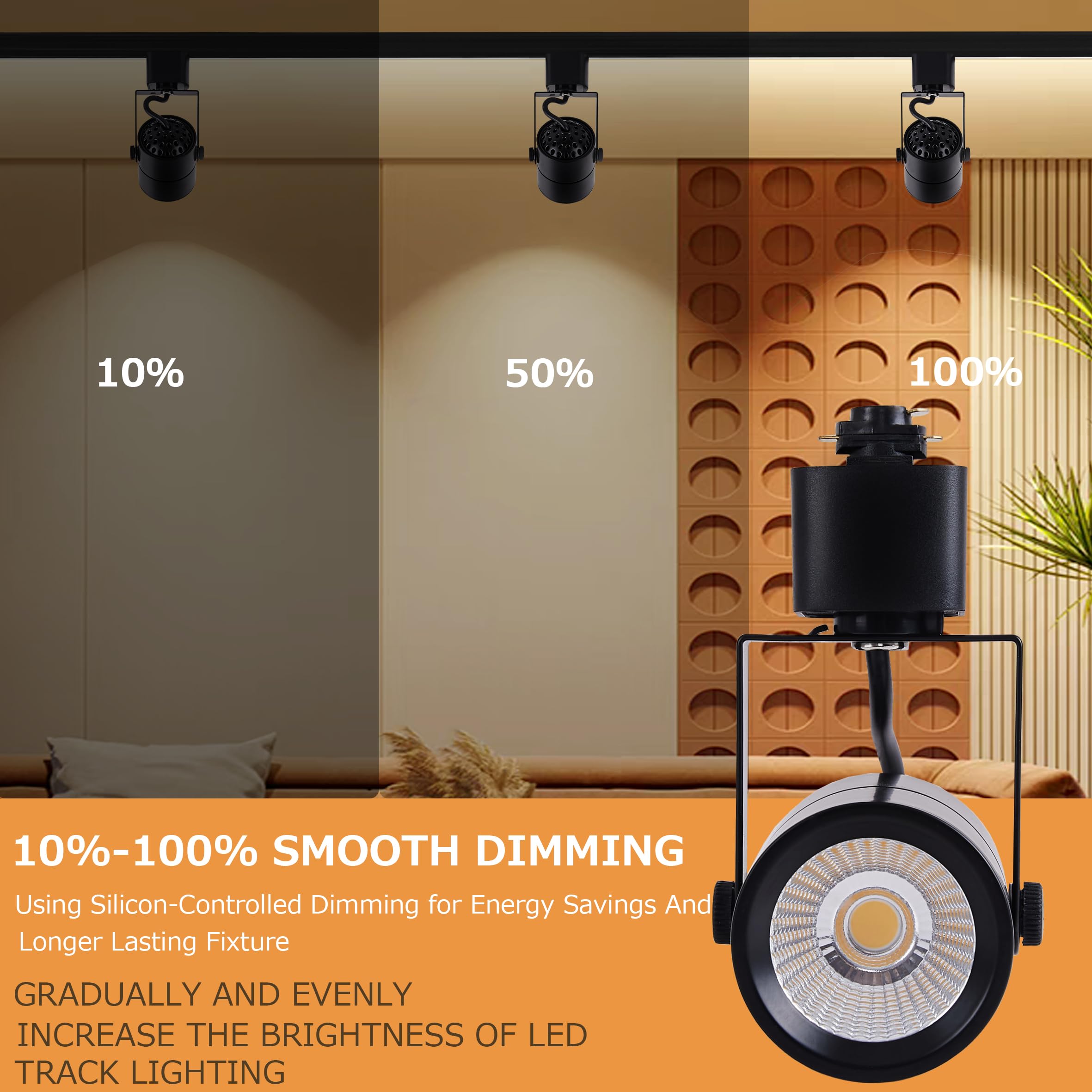 10W Dimmable LED Track Lighting Heads - H Type Track Light Replacement Fixtures, 3000K Warm White, CRI90+, 24° Beam Angle, 1000lm - Perfect for Kitchen, Dining Room, Wall Art Accent & Task Lighting