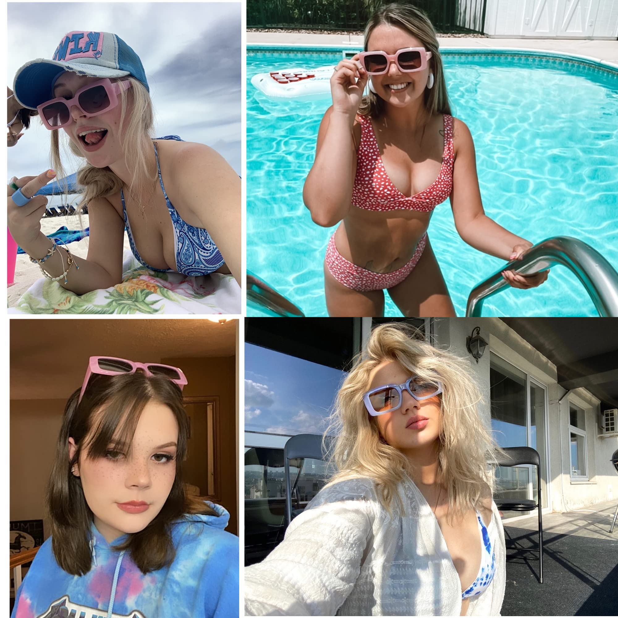 Bulk Rectangle Sunglasses for Women - 90s Retro Shades (6/8/10 Pack) | Party Favors, Costume Accessories & Summer Fashion