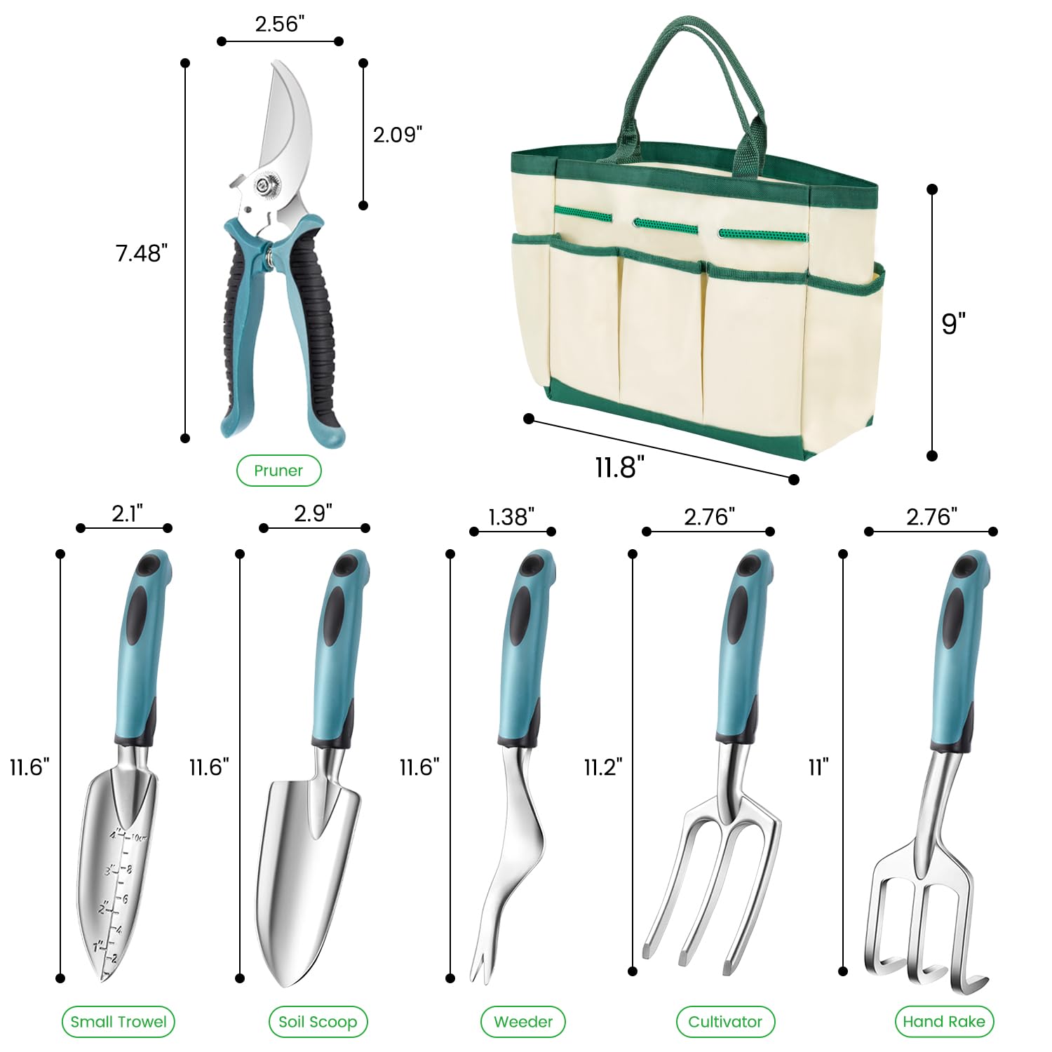 **9-Piece Heavy Duty Garden Tool Set with Durable Tool Bag - Rust-Proof Aluminum Gardening Supplies for Women & Men - Perfect for Planting, Weeding, and Landscaping**