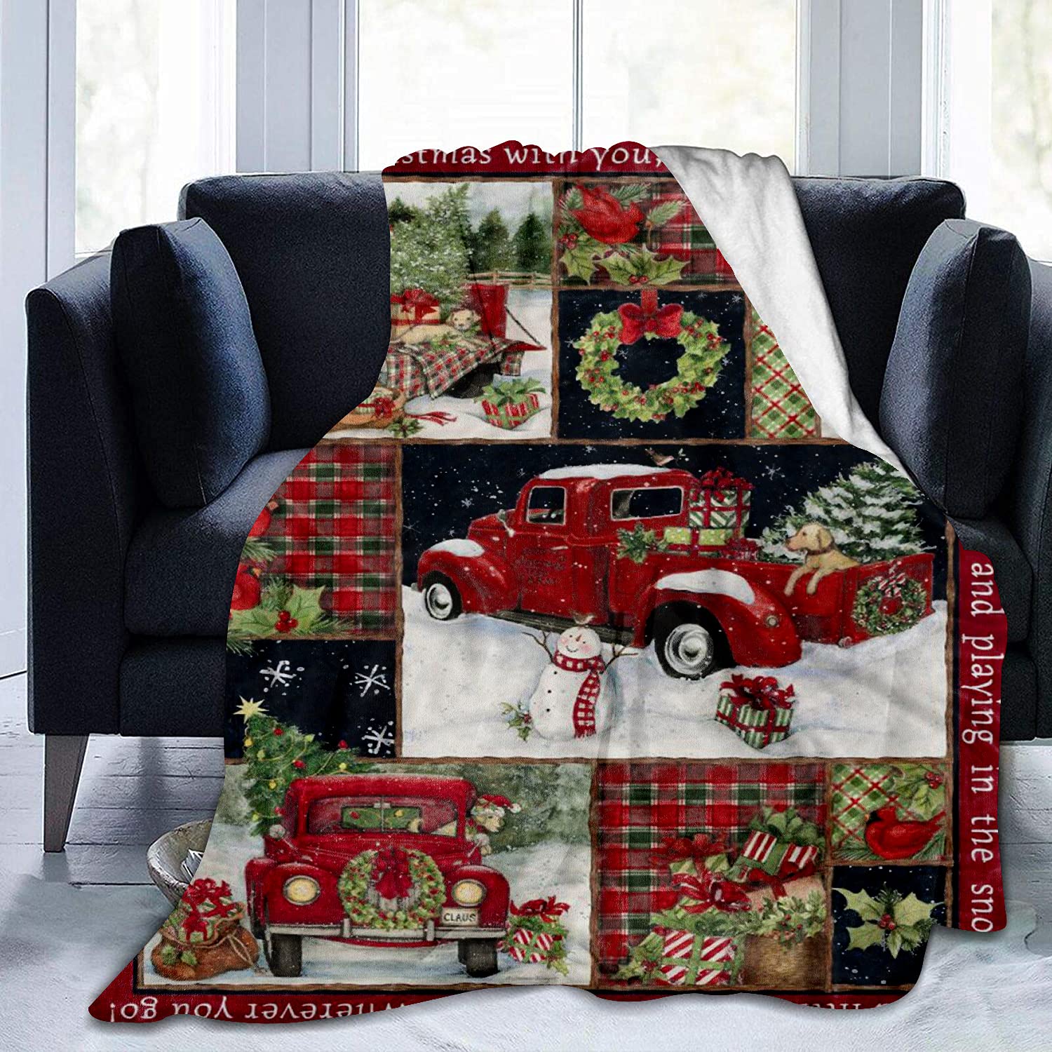 Soft Plush Fleece Blanket 60x50 Inch - Luxurious Flannel All-Season Sofa & Bed Cover - Perfect for Christmas Gifts, Cozy Winter Nights & Home Decor