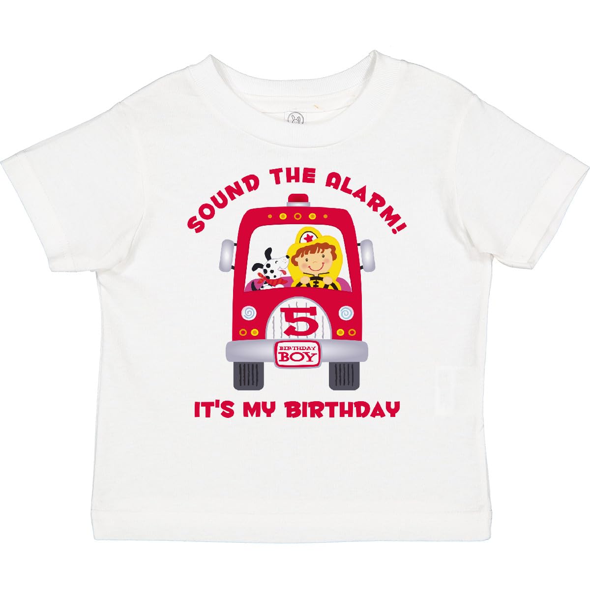 inktastic Fire Truck 5th Birthday Boy Toddler T-Shirt - Perfect Gift for Firefighter Themed Parties & Toddler Birthday Celebrations