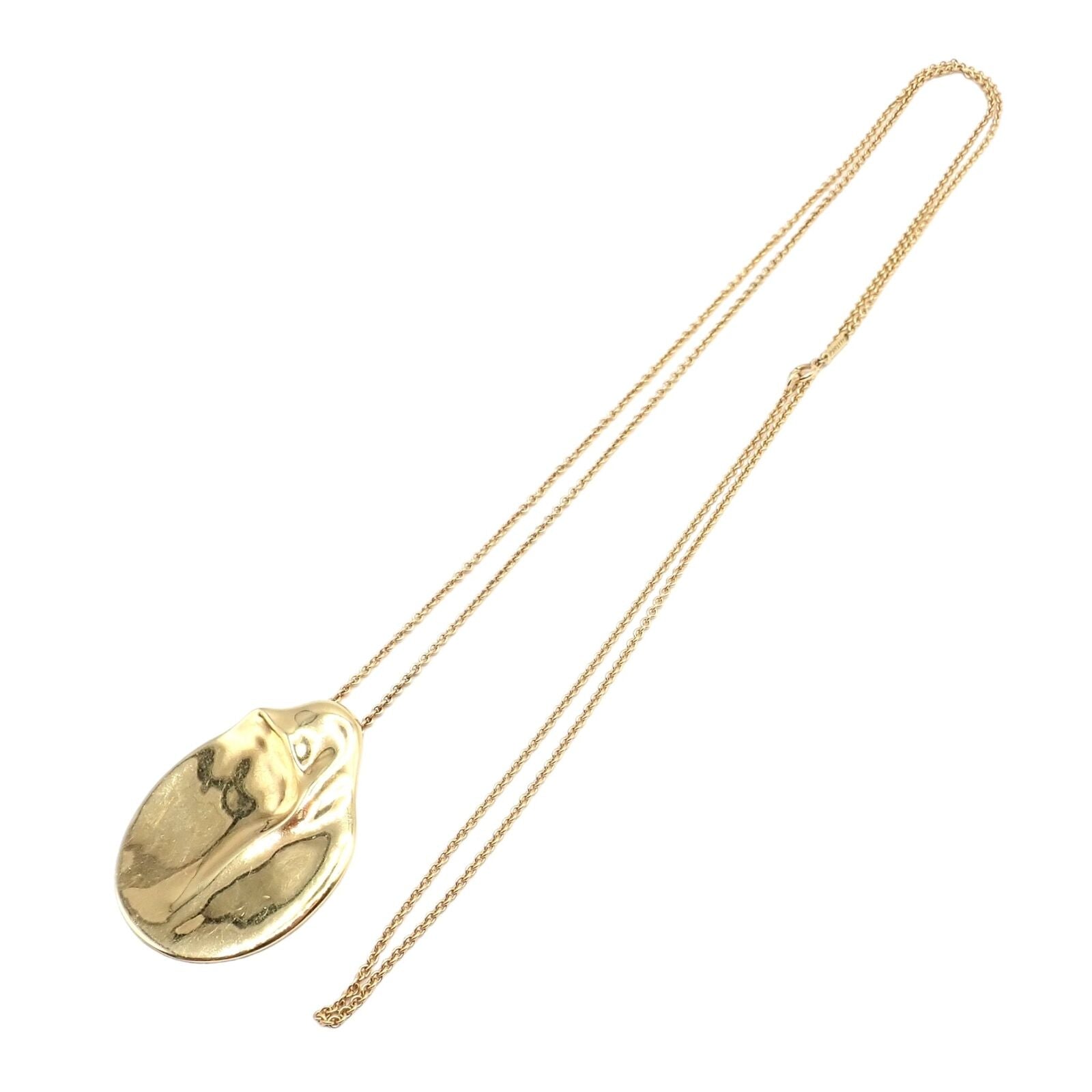 Tiffany & Co Peretti 18k Yellow Gold Madonna Pendant Necklace - Extra Large 30mm - Elegant Jewelry Gift for Women - Perfect for Weddings, Anniversaries & Special Occasions